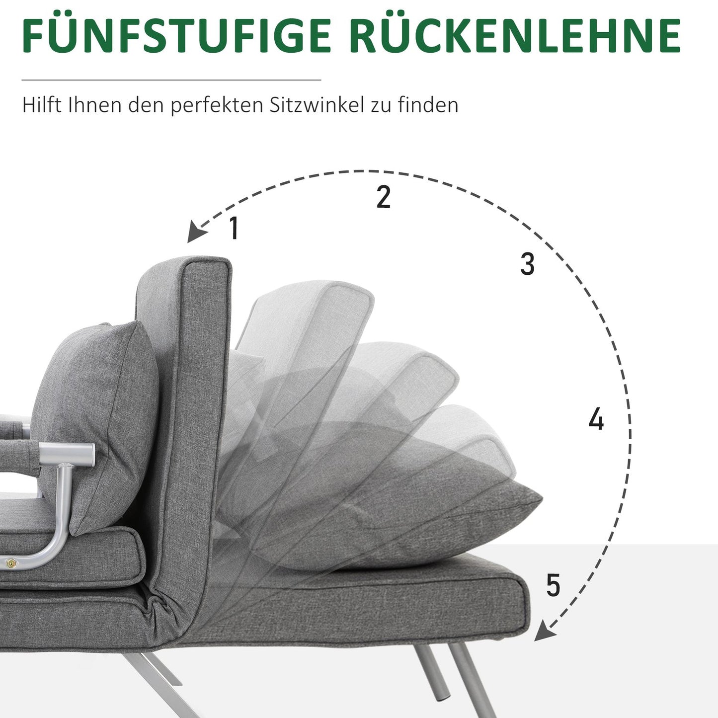 Convertible Recliner Chair with Bed Function, Grey, 65x69x80 cm