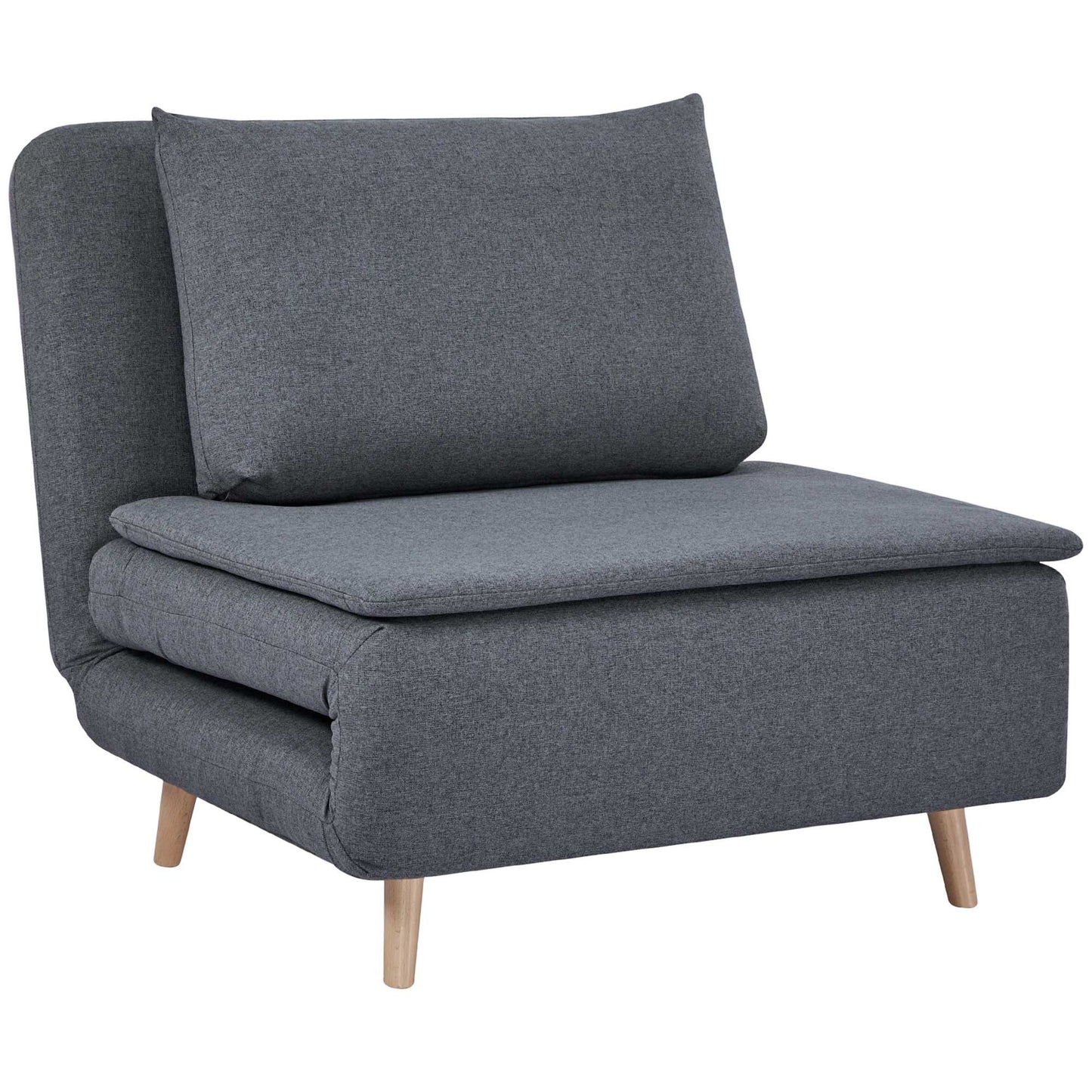 Convertible Sleeper Chair – Adjustable Backrest, Beechwood Legs, Grey