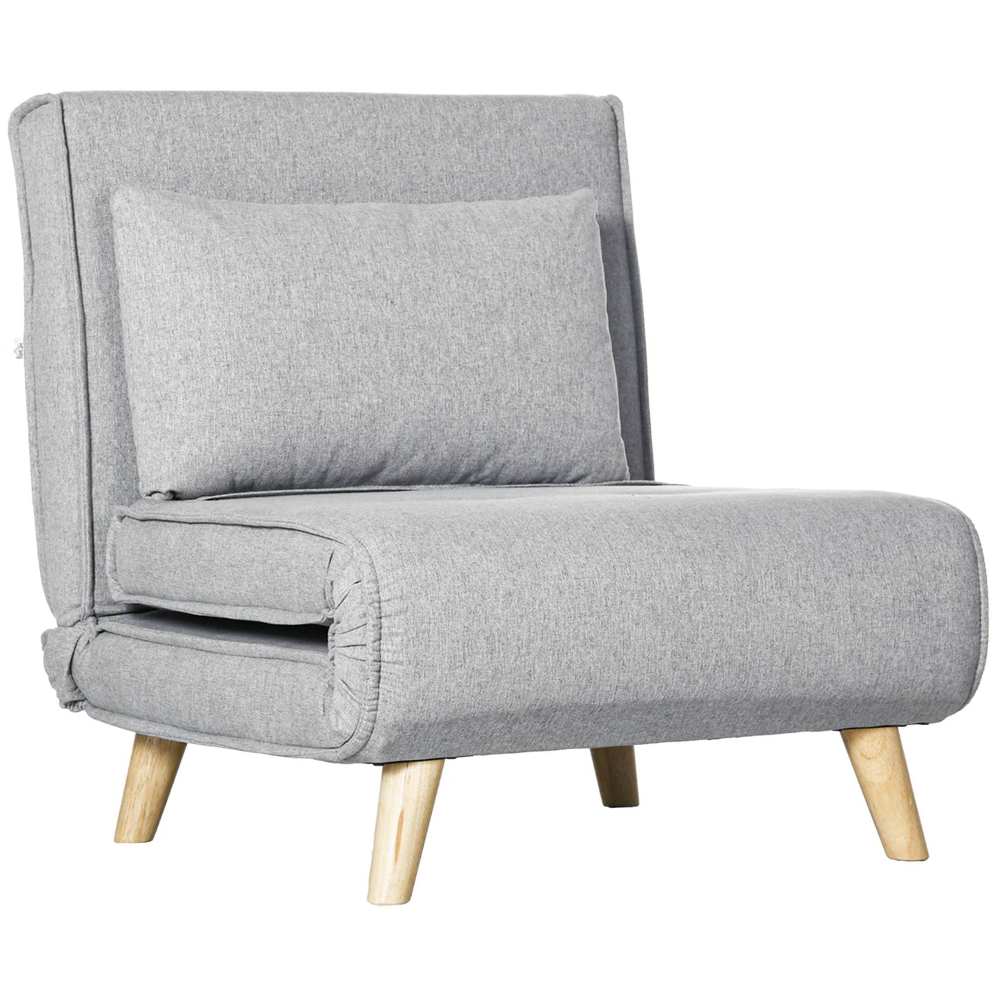 Convertible Sleeper Chair, Adjustable Backrest, Linen Look, Light Grey