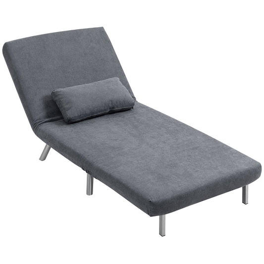 Convertible Sleeper Chair with Cushion, Dark Grey Fabric