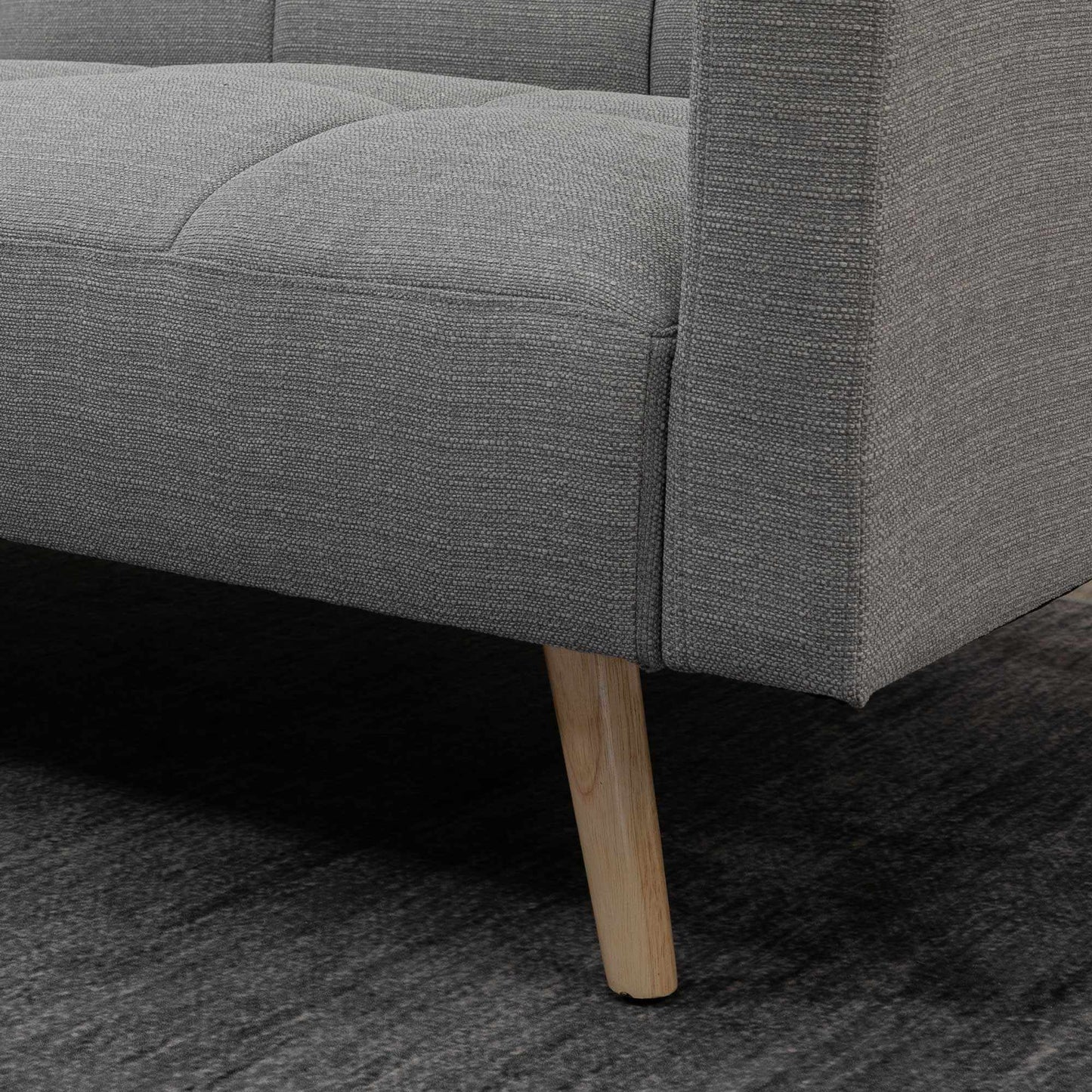 Convertible Sofa Bed, 205 x 88 cm, Linen-Look Gray