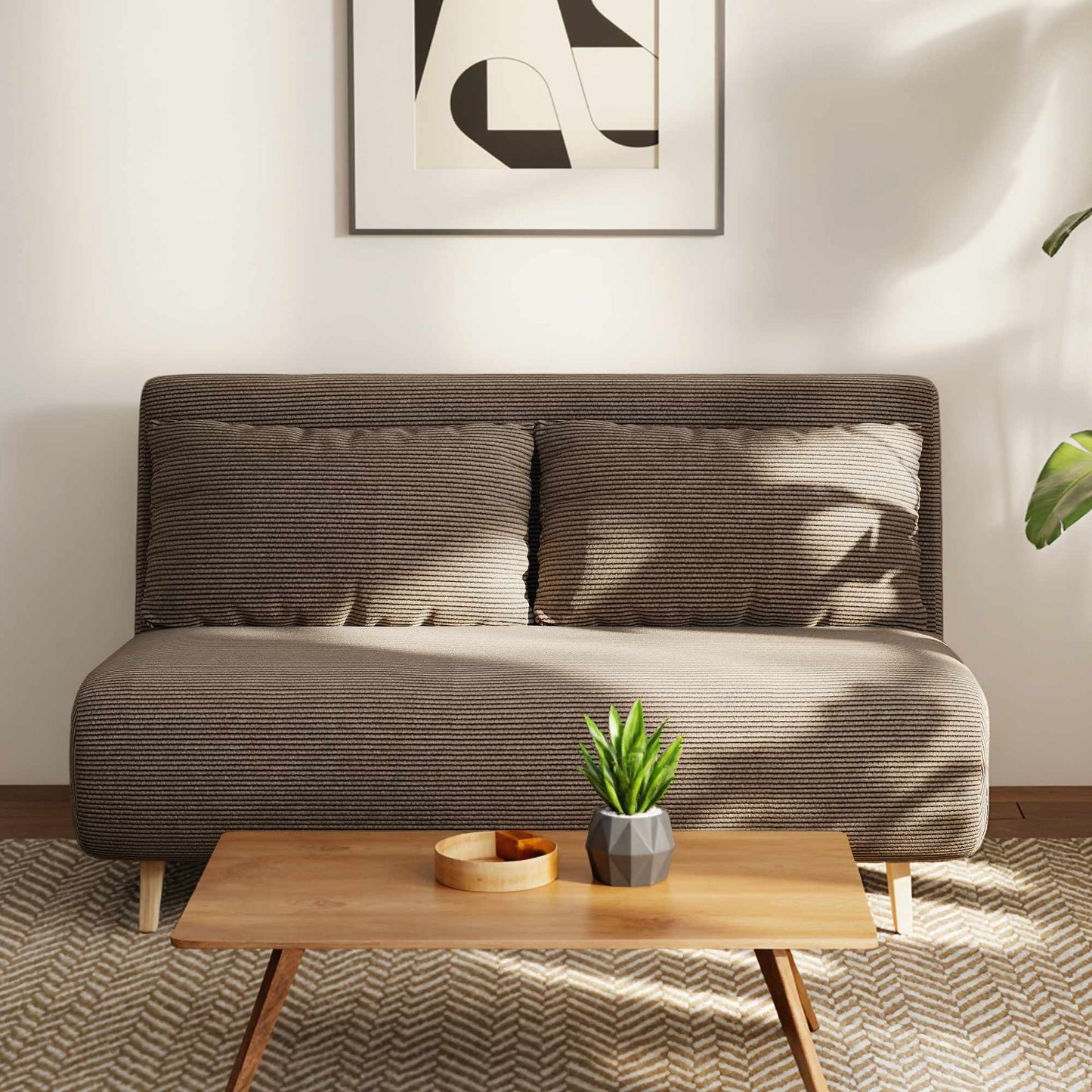 Convertible Sofa Bed, Adjustable Backrest, Corduroy, 120 kg Capacity