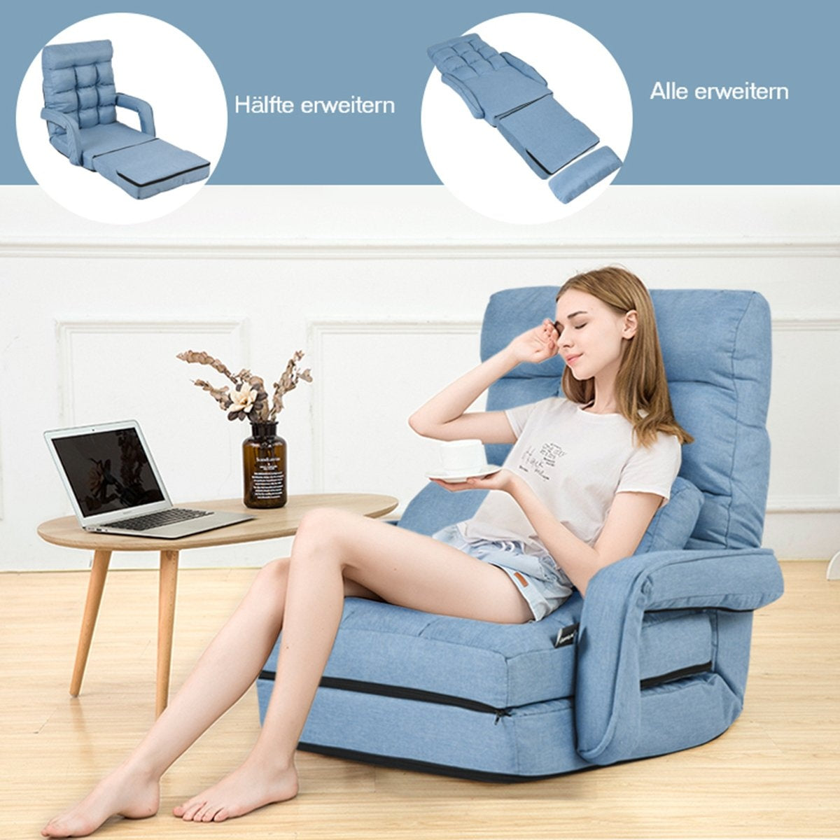 Convertible Sofa Bed – Adjustable Recliner with Cushion