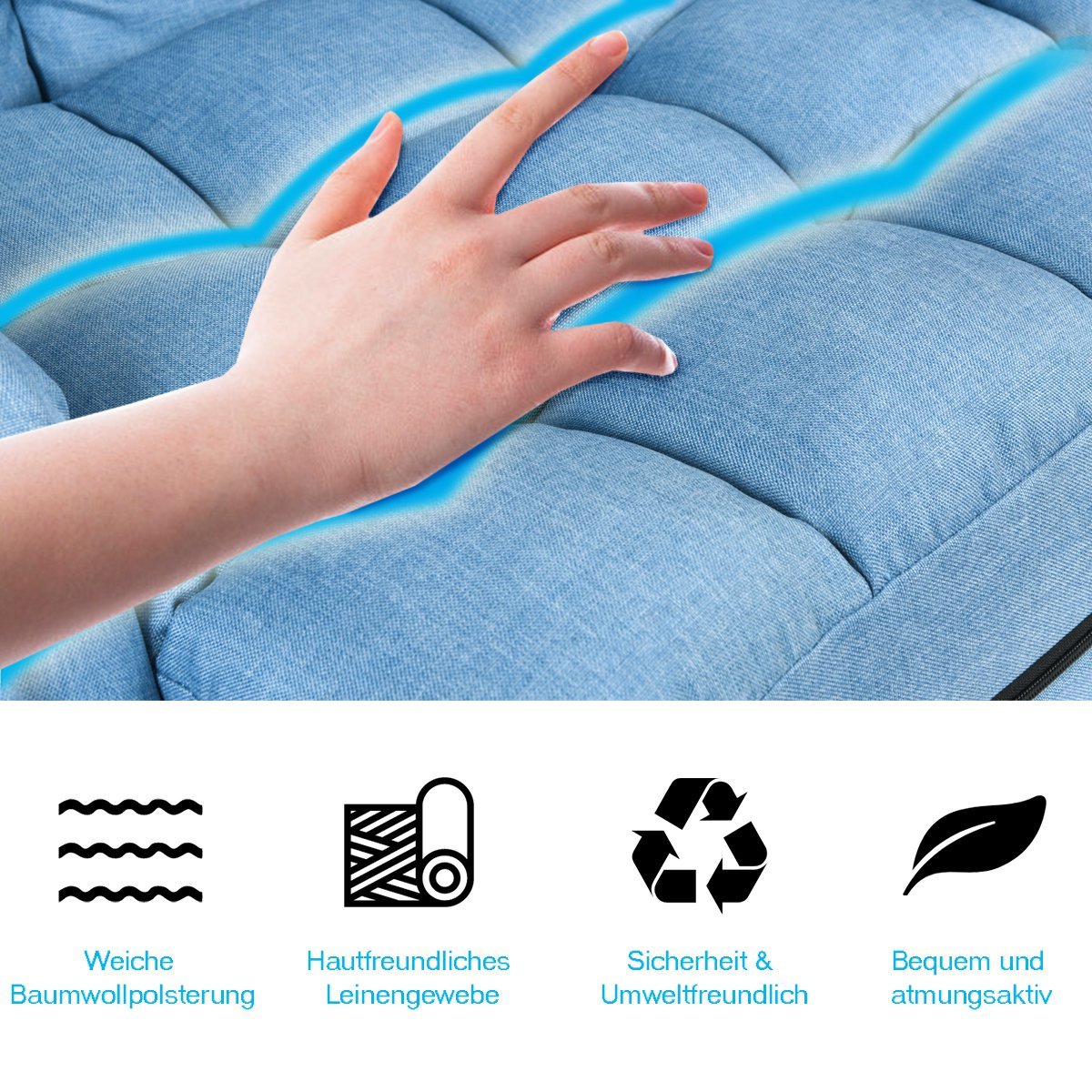 Convertible Sofa Bed – Adjustable Recliner with Cushion