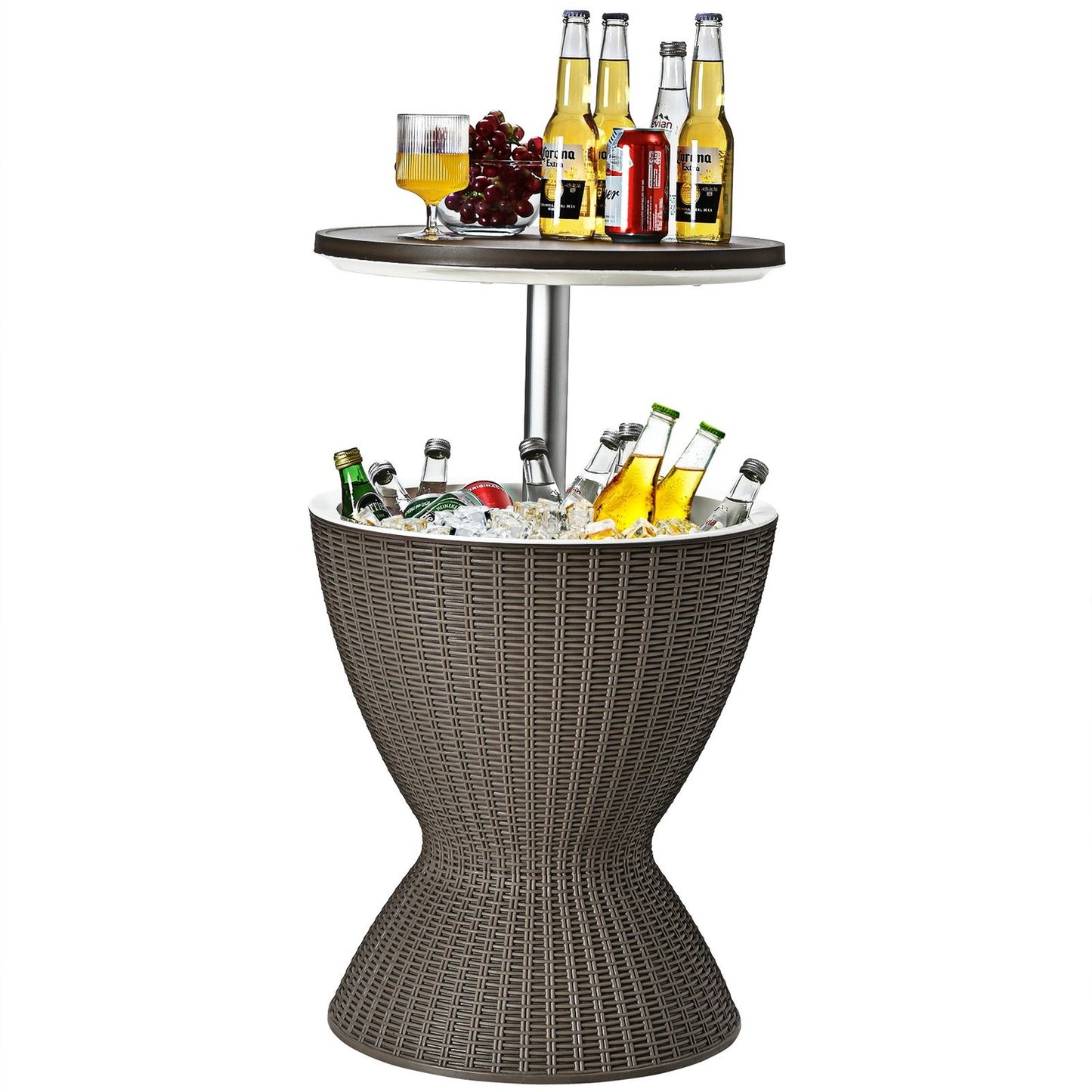 Cooler box stool garden table patio table height adjustable ice cooler drinks cooler garden table brown