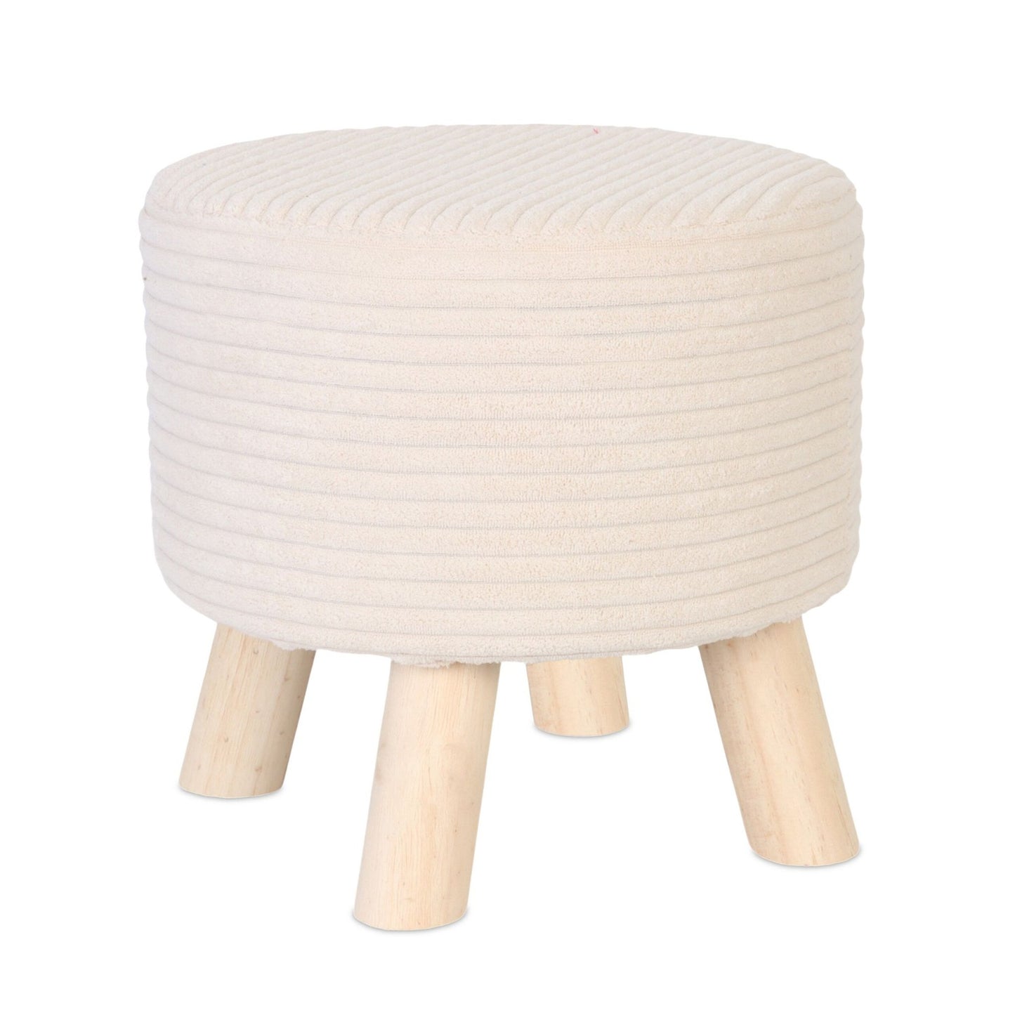 Cord Pouffe – Upholstered Seat with Wooden Legs
