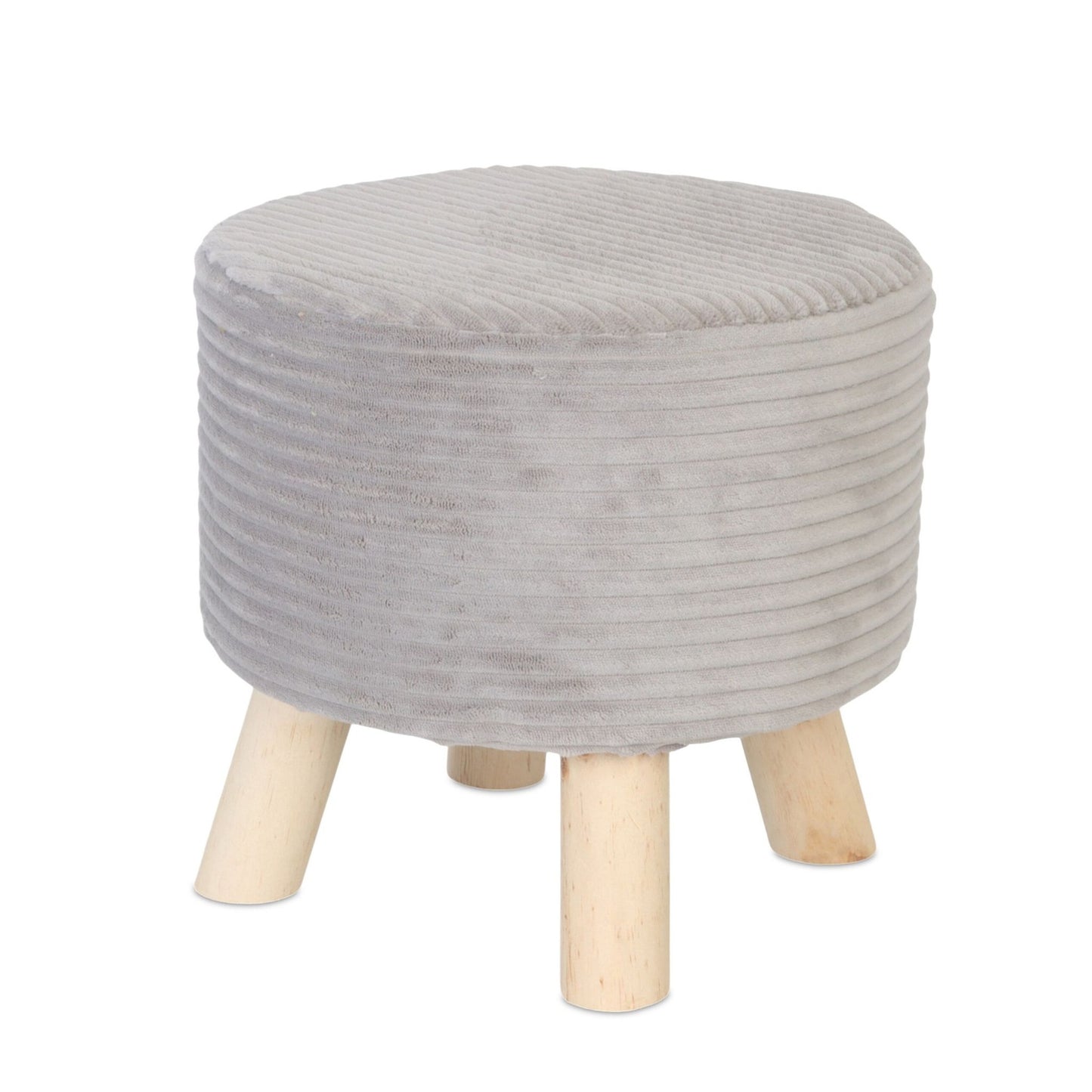 Cord Pouffe – Upholstered Seat with Wooden Legs