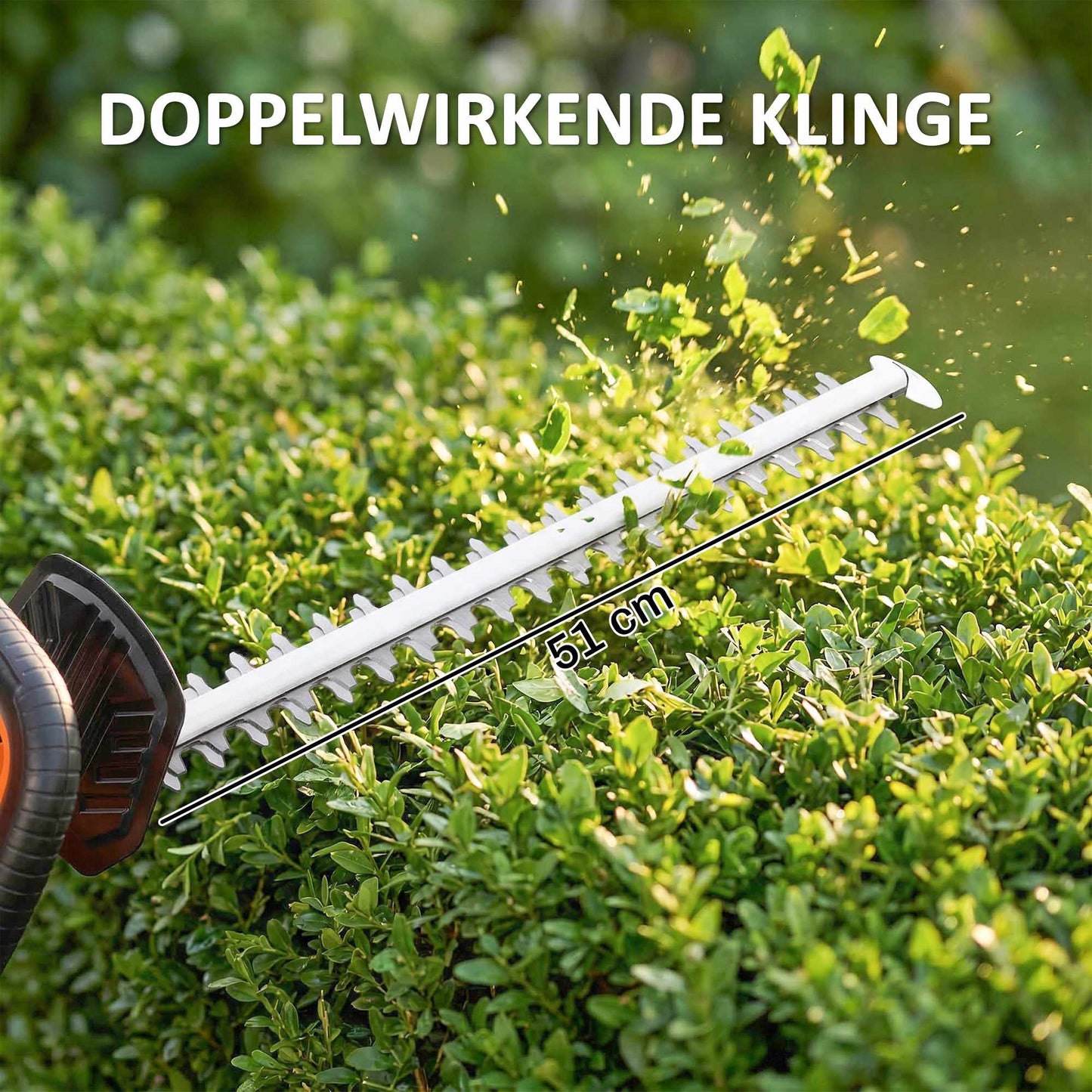 Cordless Electric Hedge Trimmer, 51cm Blade, 100W Motor