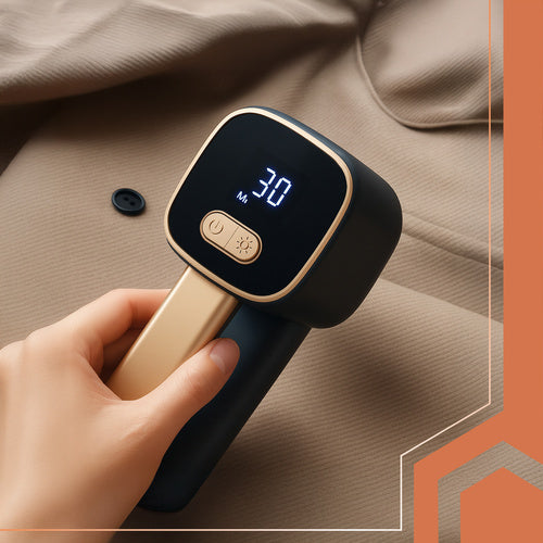 Cordless Fabric Shaver, LCD Display, LED Light, Black