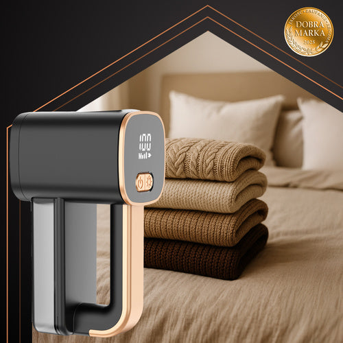 Cordless Fabric Shaver, LCD Display, LED Light, Black