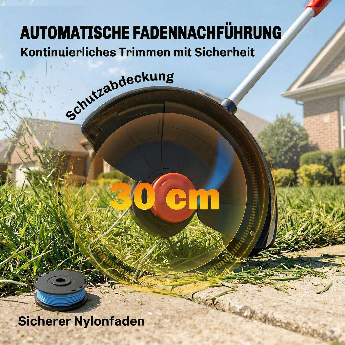 Cordless Grass Trimmer, 30 cm Cutting Width, Adjustable
