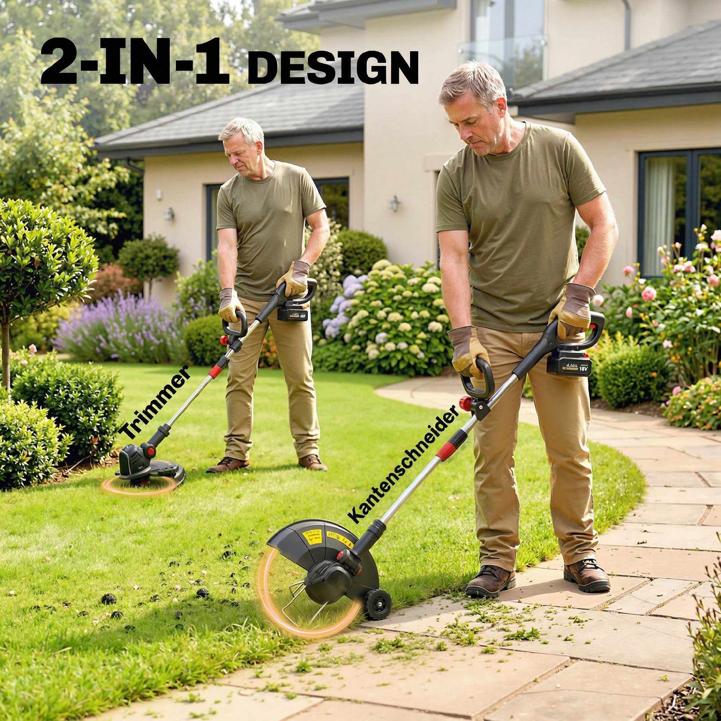 Cordless Grass Trimmer, 30 cm Cutting Width, Adjustable