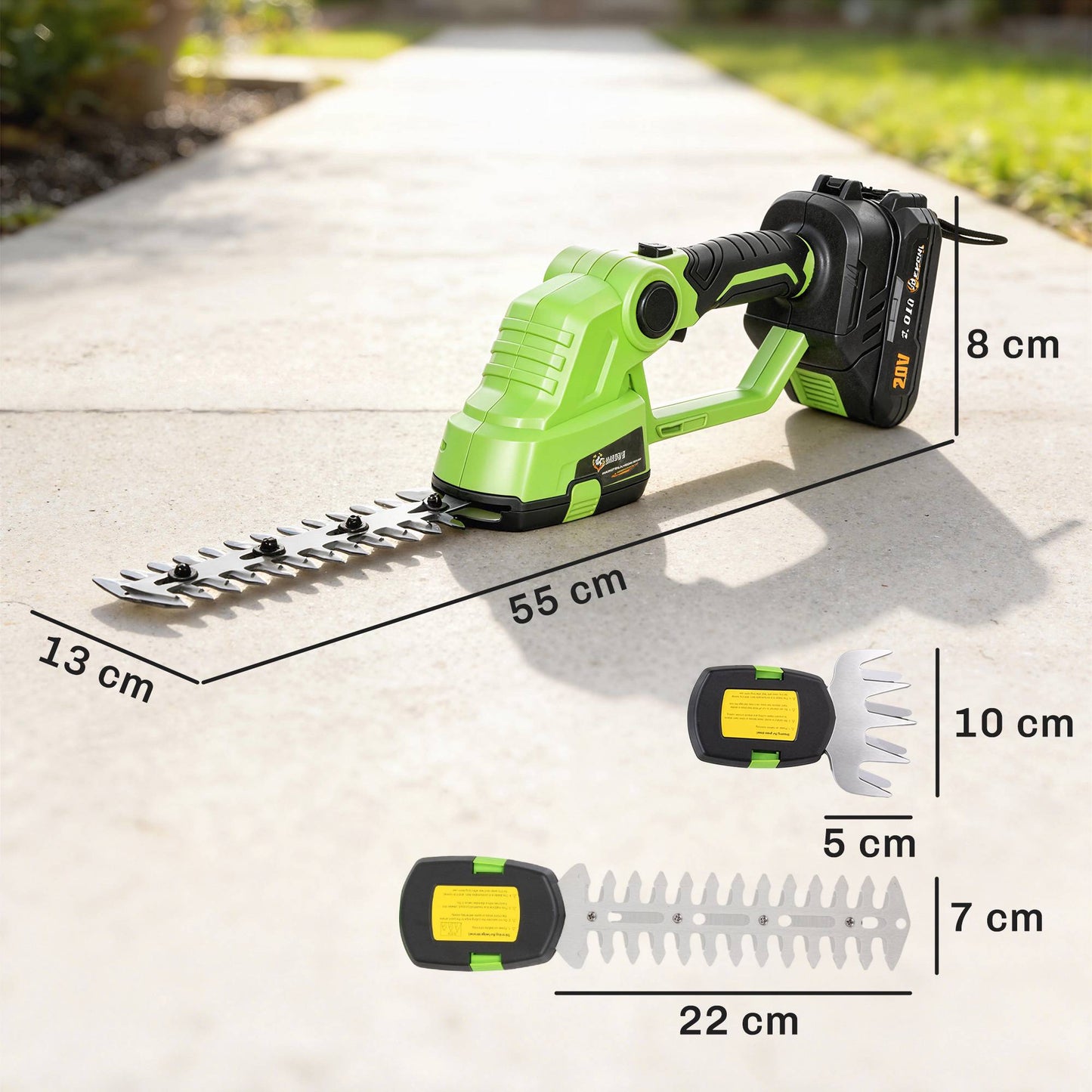 Cordless Hedge Trimmer, 18V, 55-Min Runtime, Adjustable Angle