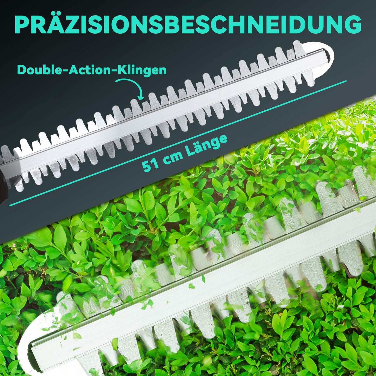 Cordless Hedge Trimmer, Dual Battery, 86 cm Blade