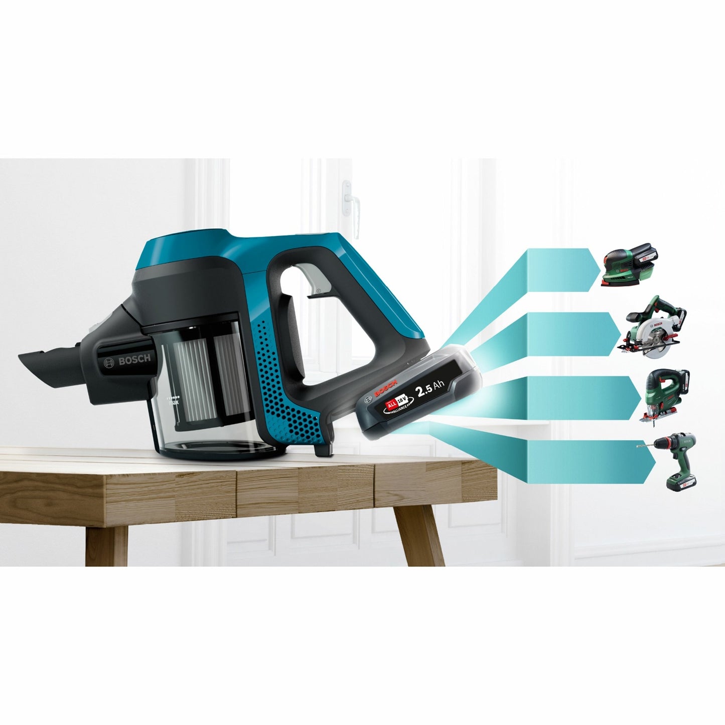 Cordless Vacuum Cleaner, Compact 18V, Interchangeable Battery