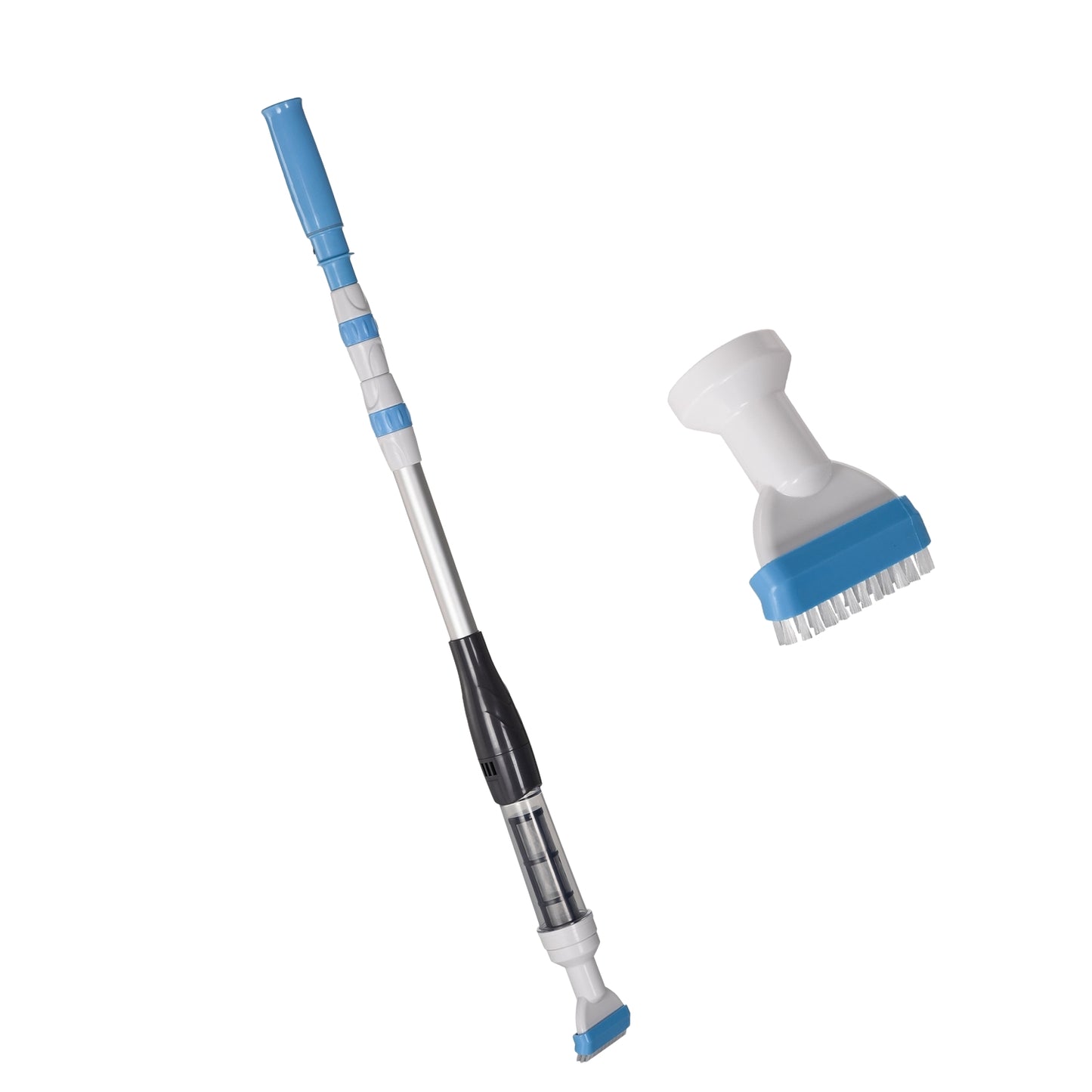 Cordless pool vacuum cleaner with light and adjustable aluminum rod