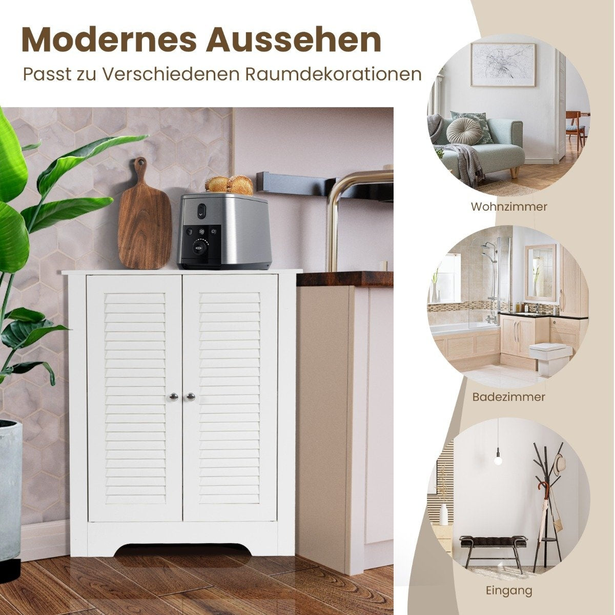 Corner Cabinet with Louvered Doors & Adjustable Shelf