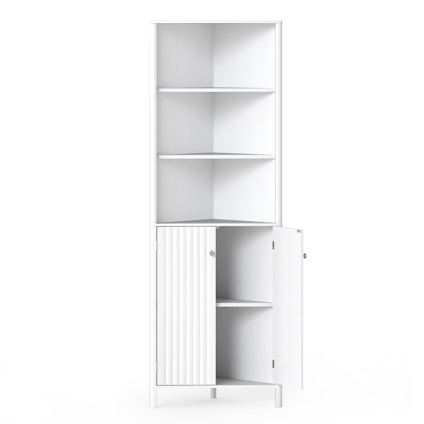 Corner Kitchen Cabinet, 2 Doors & 5 Shelves, White, 68" High