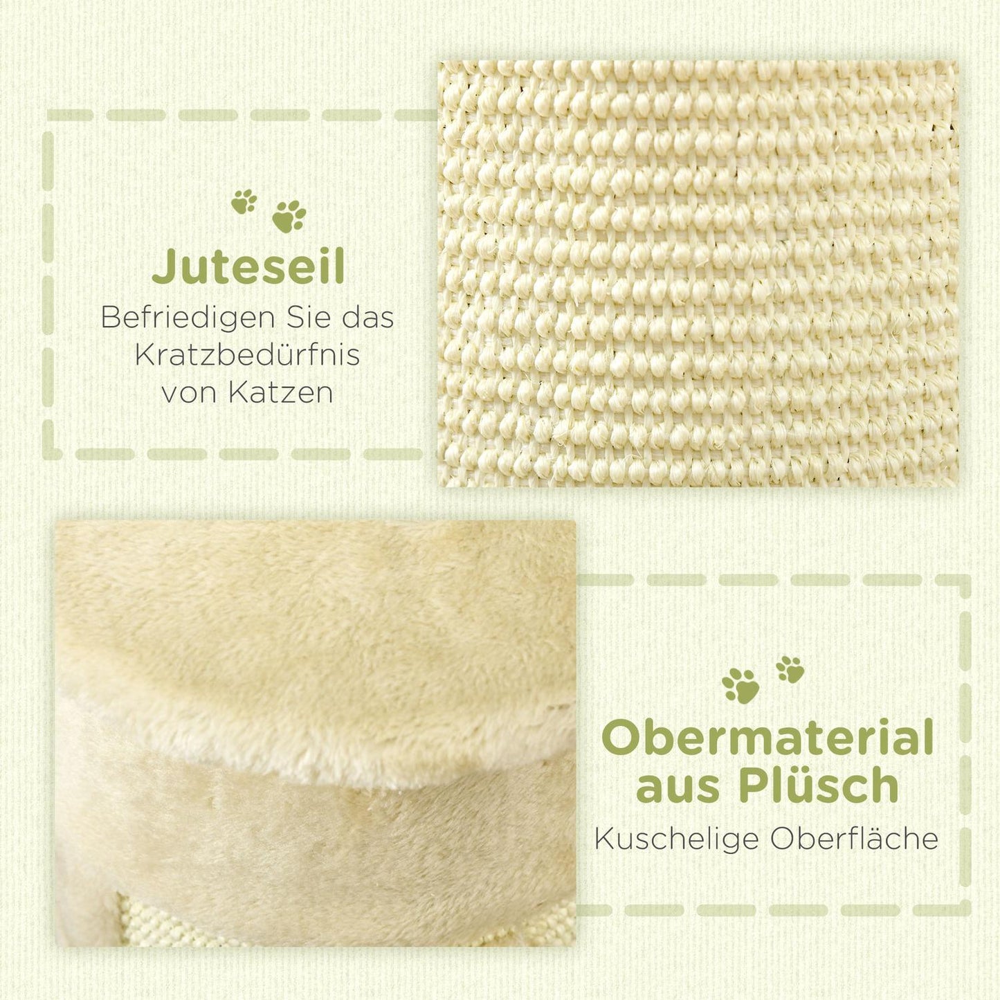 Cat scratching post with ball - 58 cm sisal, cream white
