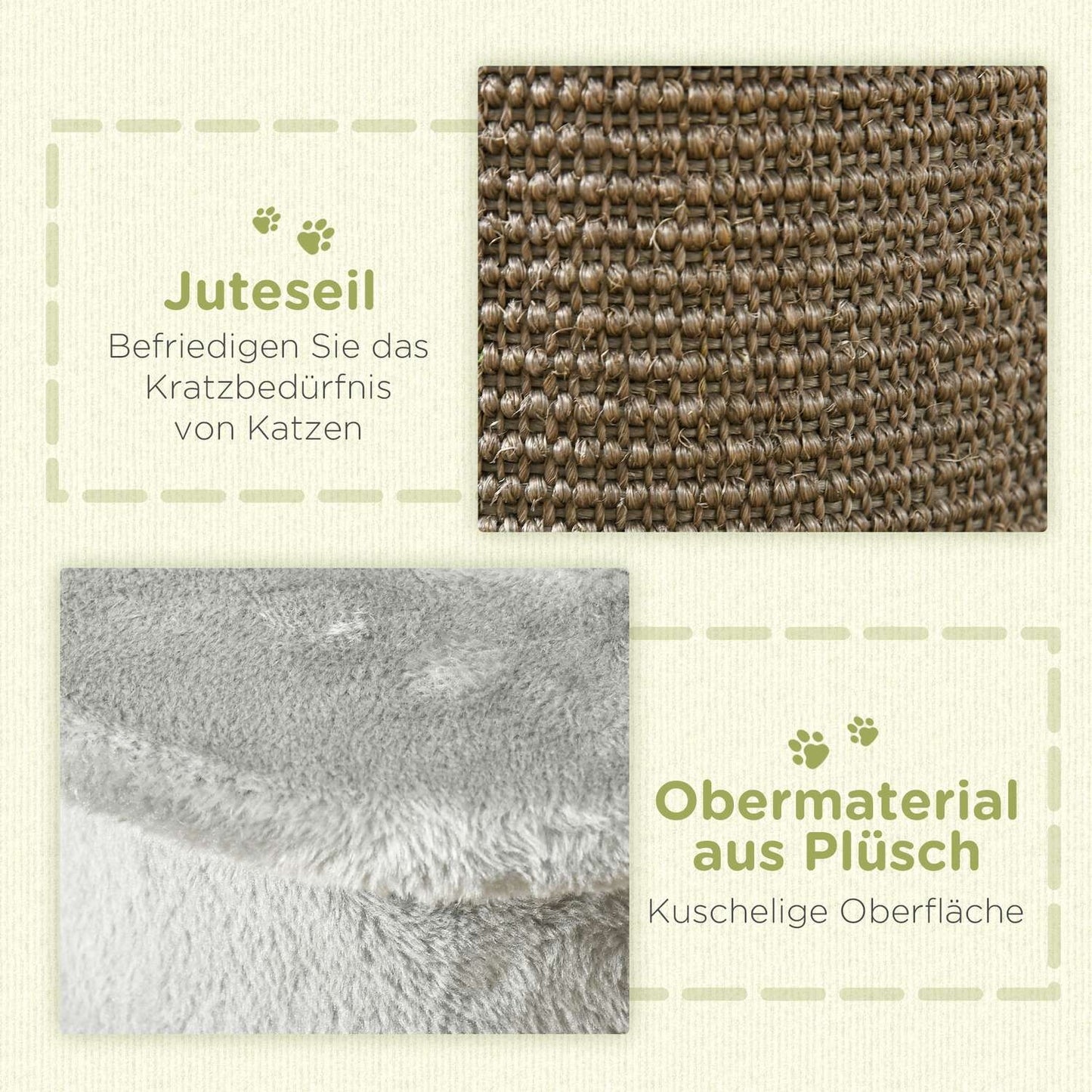 Small gray indoor cat scratching post with sisal ball