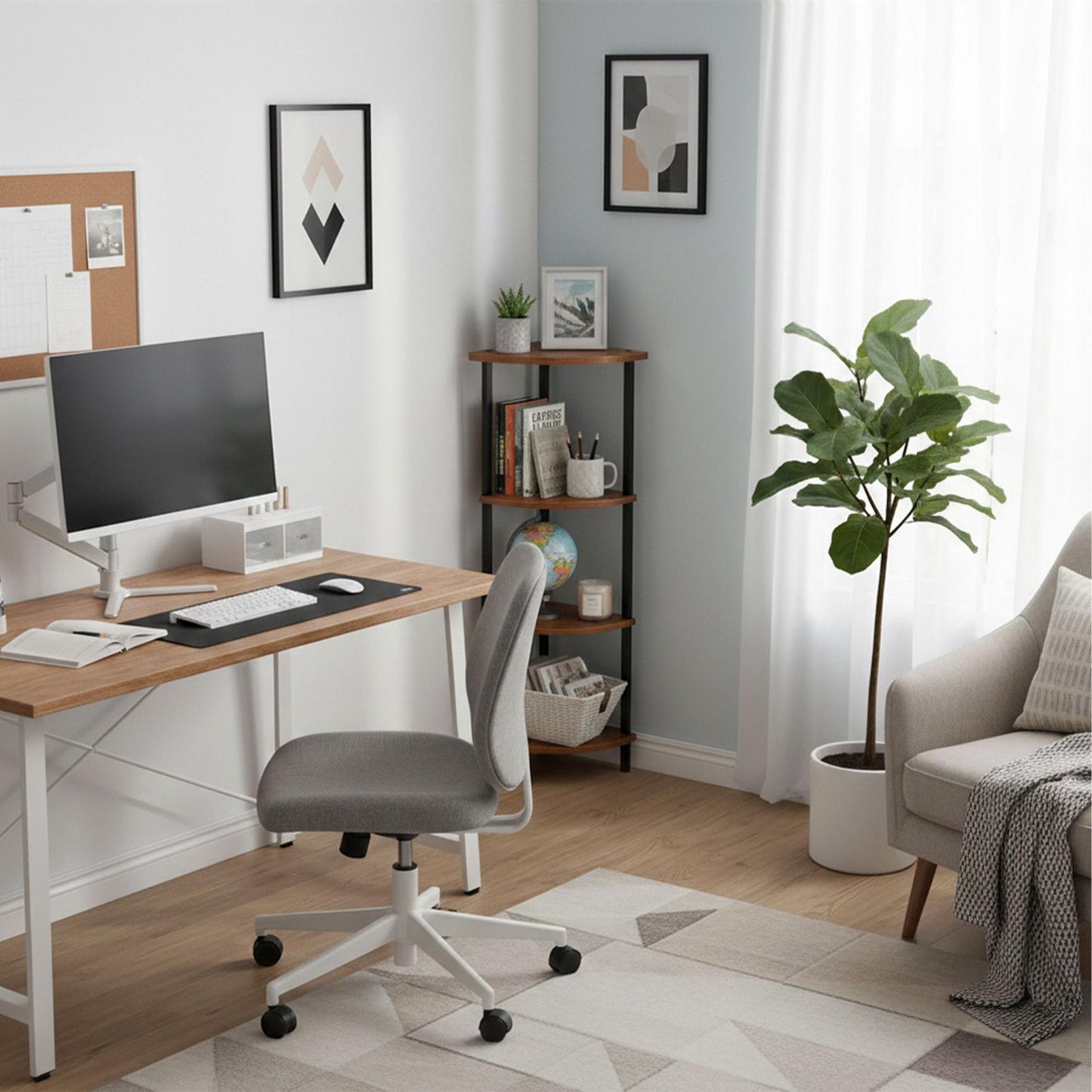 Corner Shelf, 5-Tier, Metal Frame, Wood-Effect