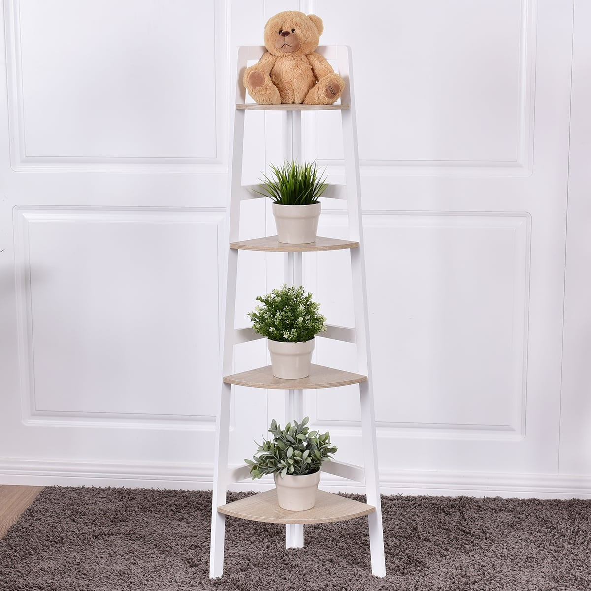 Corner Shelf Unit, 3/4 Tier, MDF Wood, 32x32x138 cm