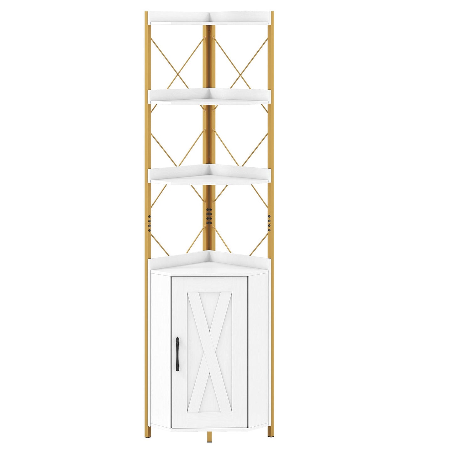 Corner Shelf with Storage, 180 cm, 5-Tier, White