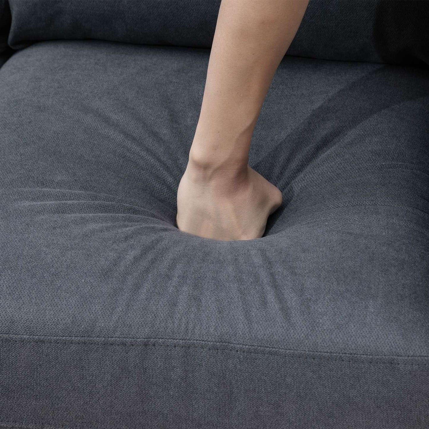 L-Shape gray corner sofa, linen look, seats 3, 93X136X85 Cm