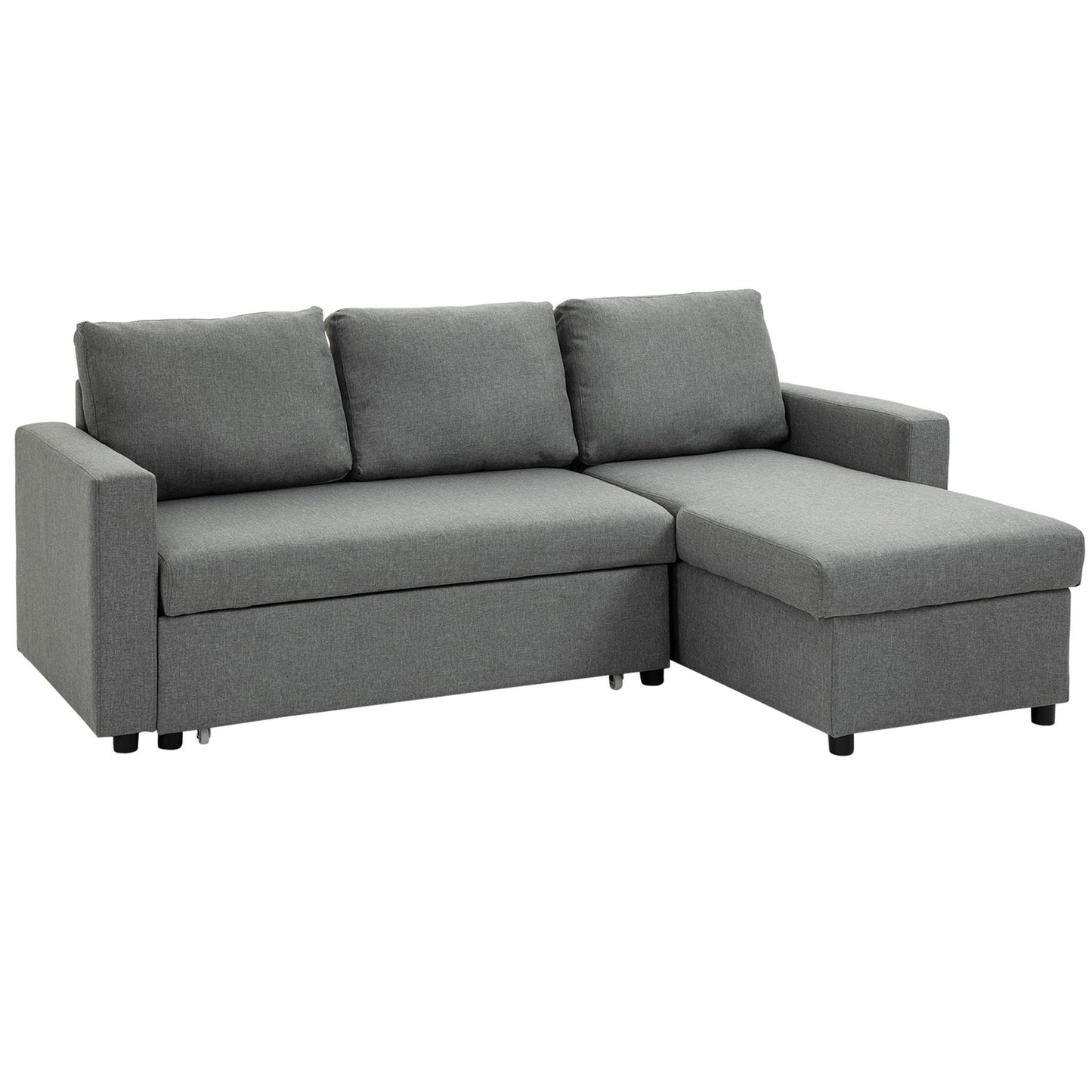Corner sofa bed, Storage, L-Shape, Linen Touch, Light grey
