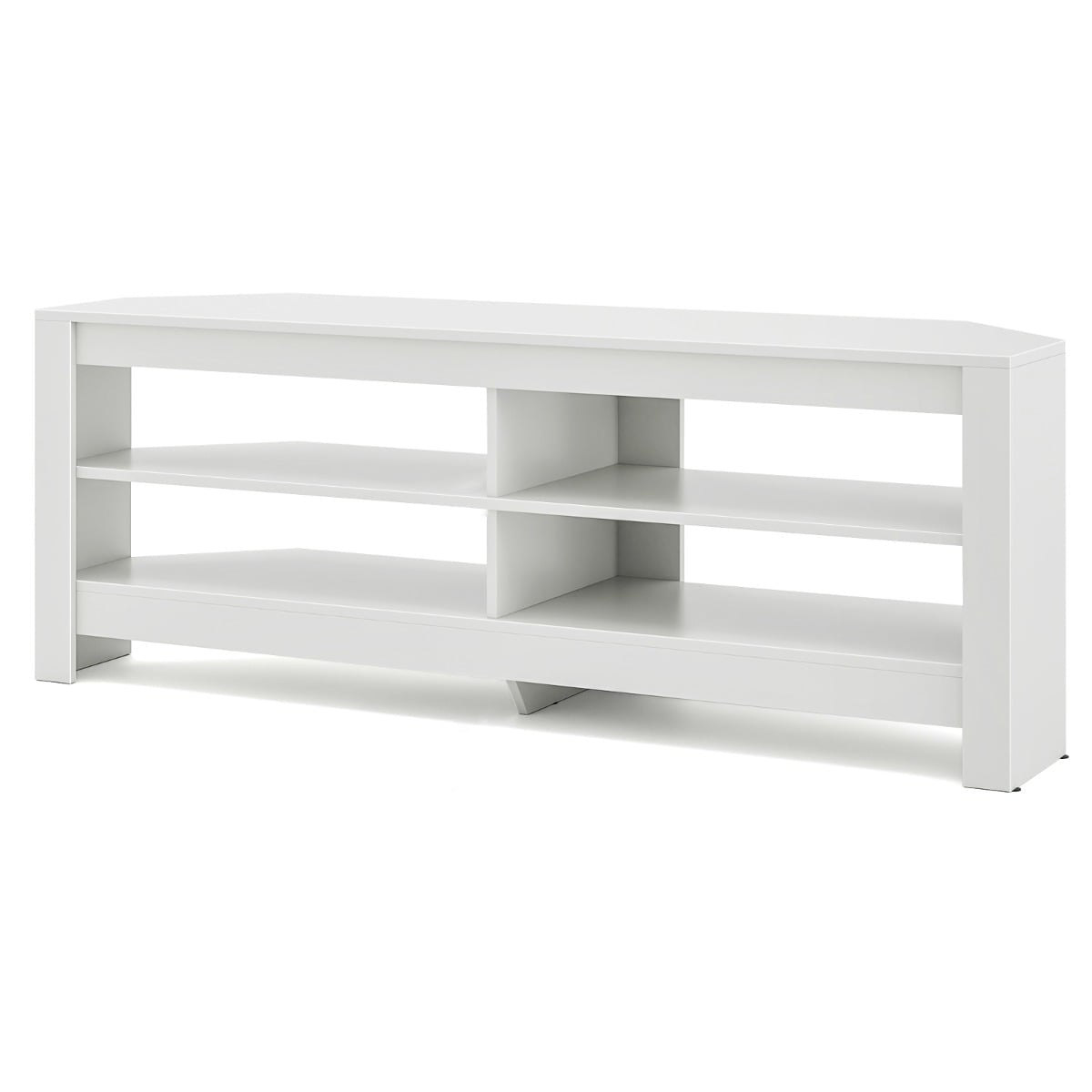 Corner TV Stand with Charging Station & 4 Shelves for 65" TVs