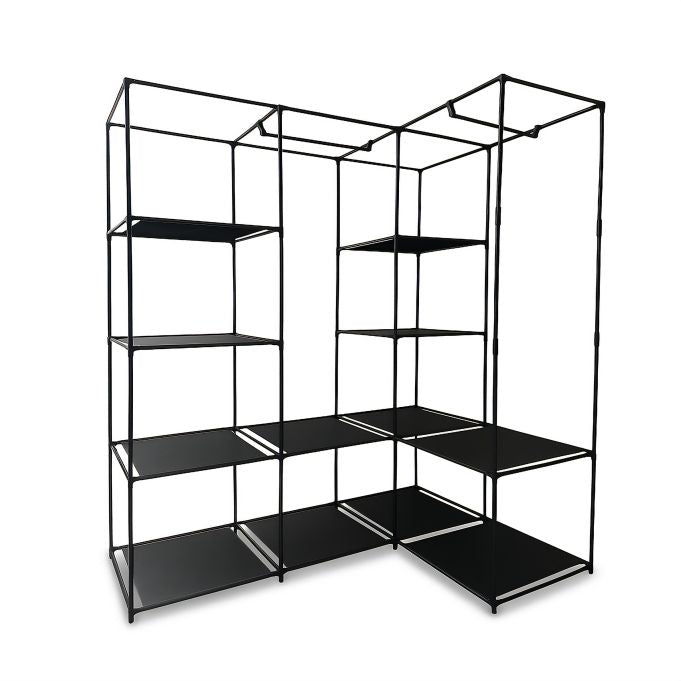 Corner Wardrobe with 2 Rails and 12 Shelves