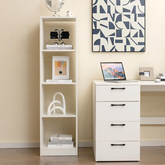 Corner shelf 142 cm Narrow bookcase 38 x 33 x 142 cm White