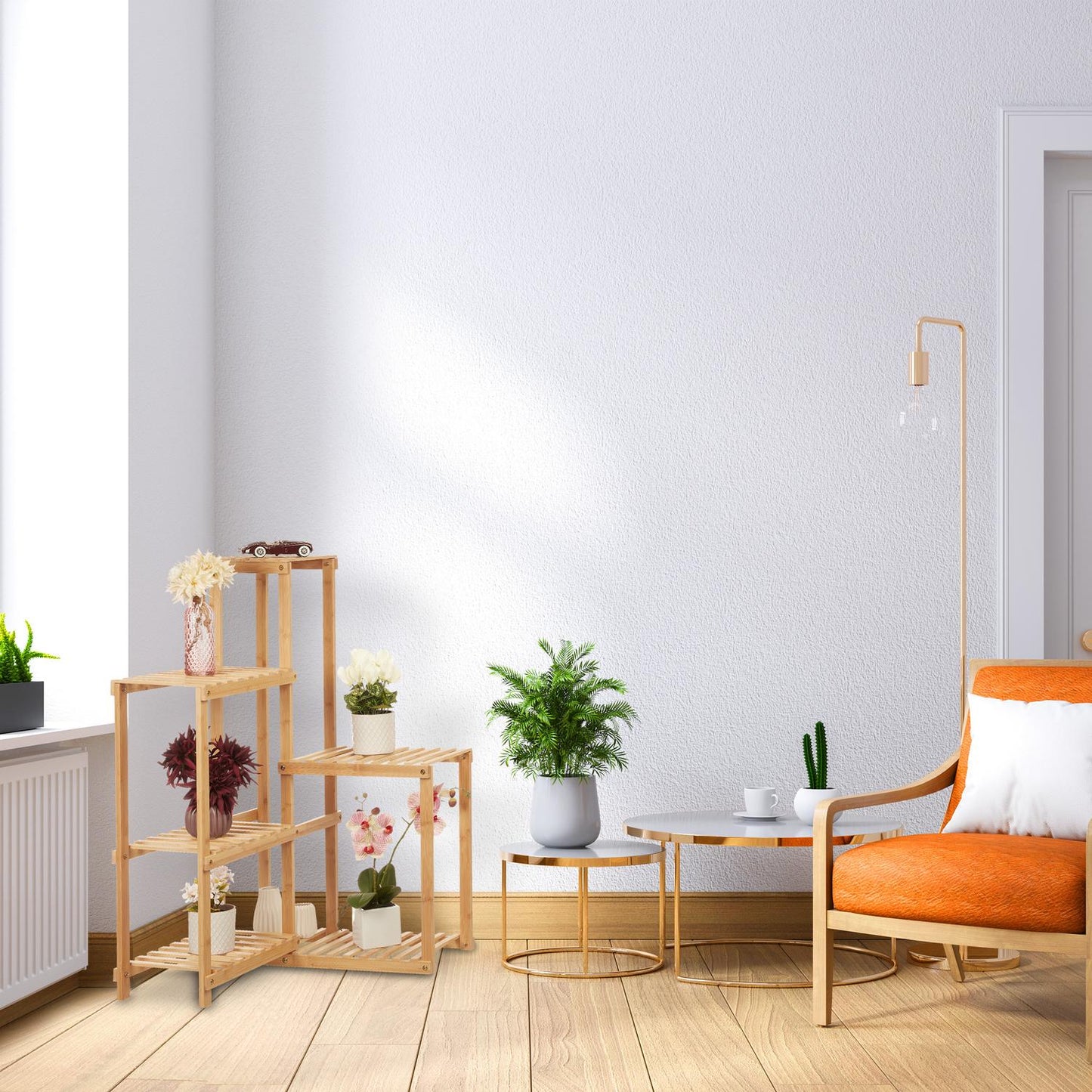 Corner shelf for plants Bamboo