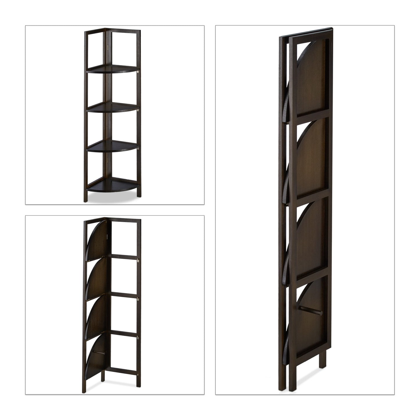 Corner shelf in bamboo with 4 shelves