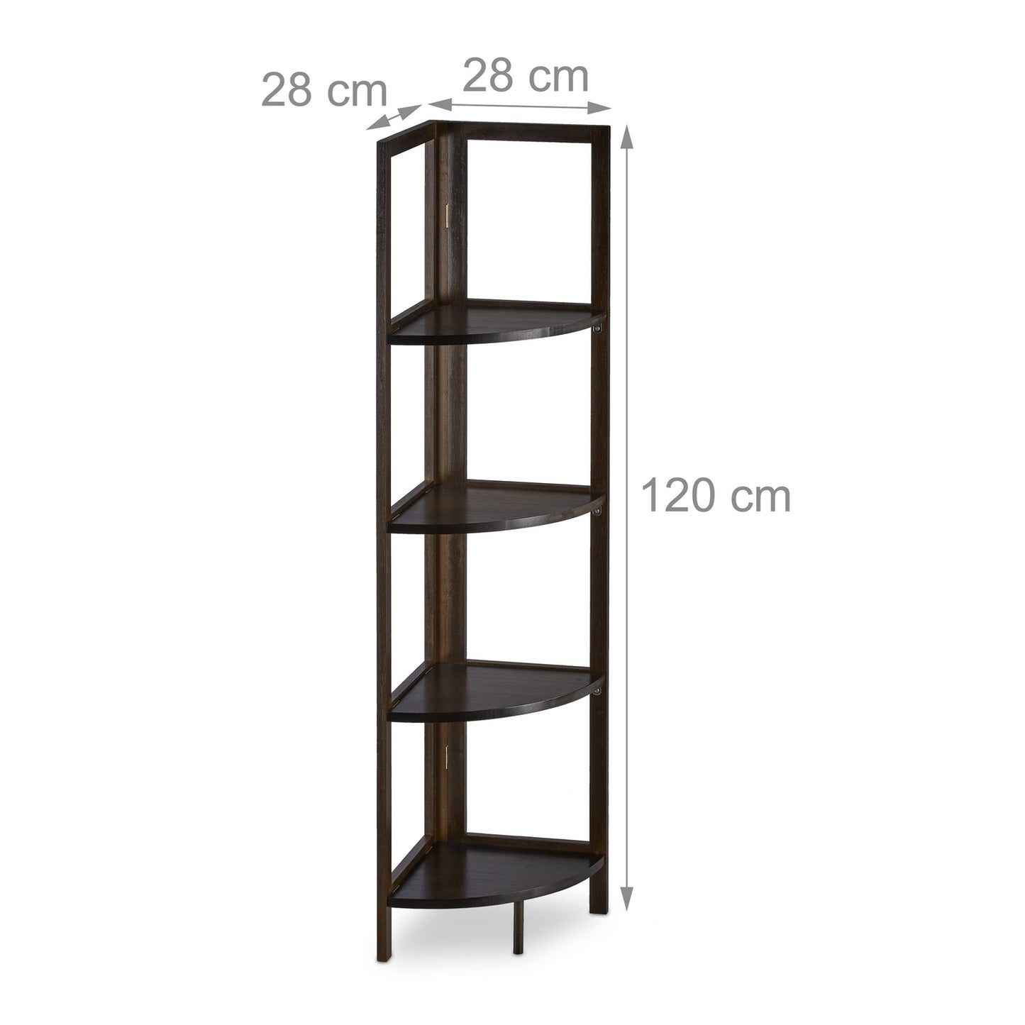Corner shelf in bamboo with 4 shelves