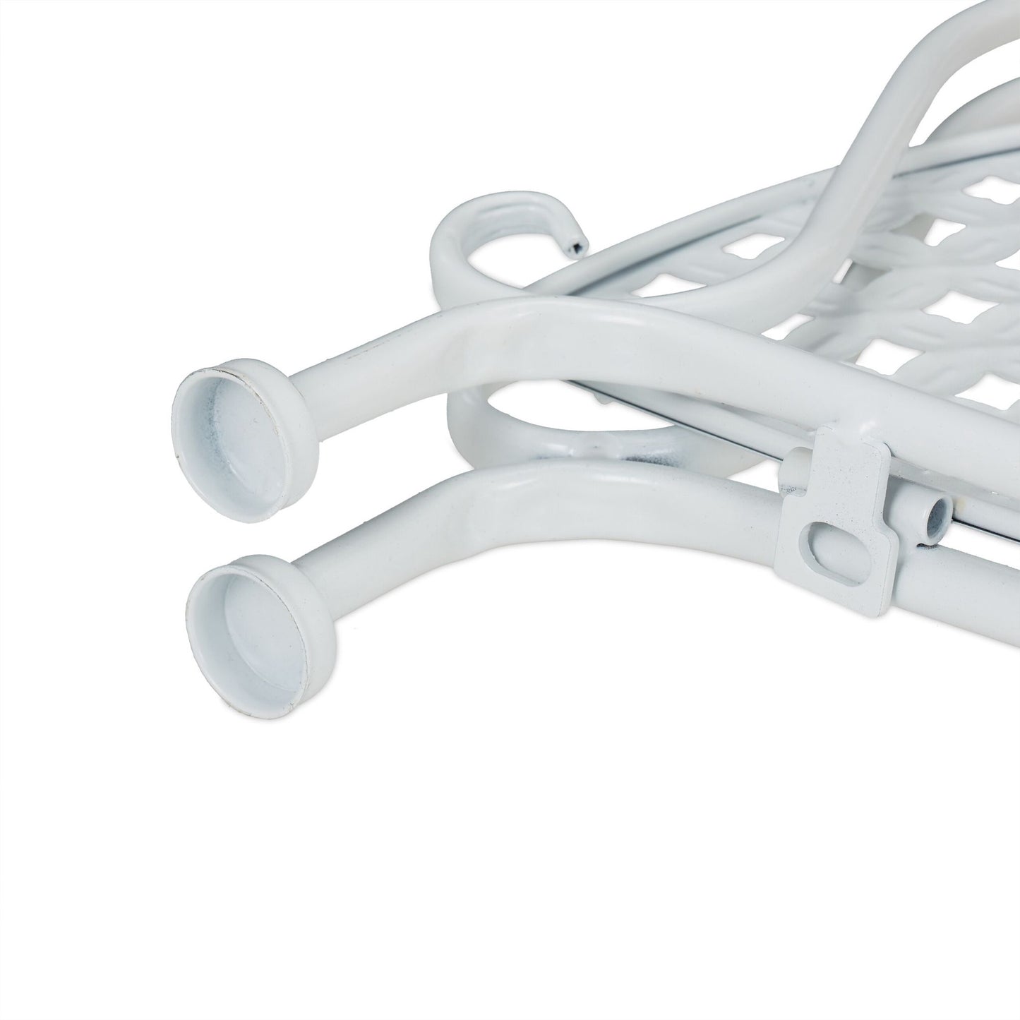 Corner shelf in white metal with 3 shelves