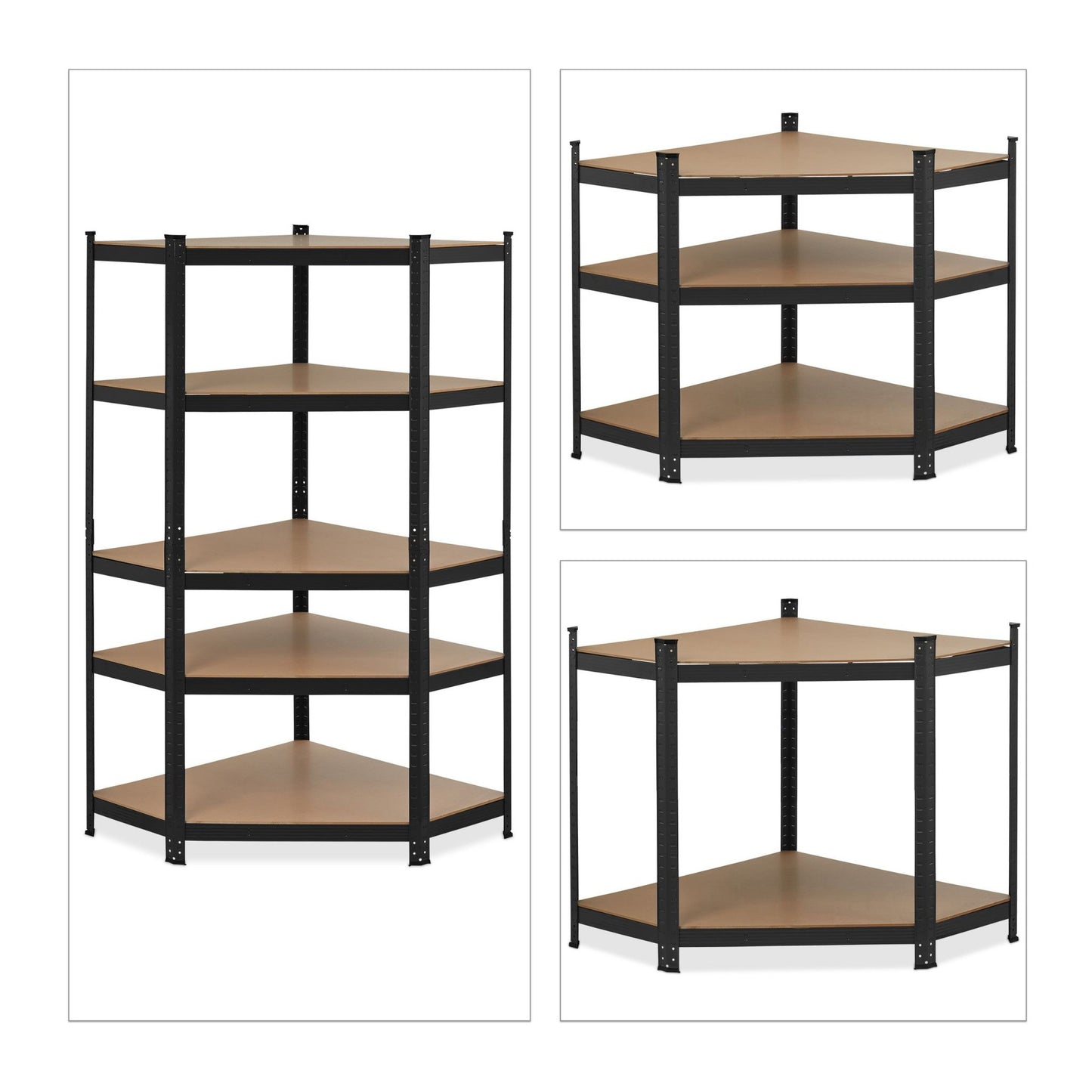 Corner shelf with 5 shelves black