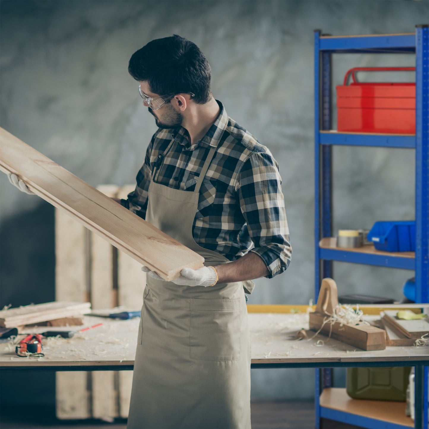 Corner shelf with 5 shelves blue