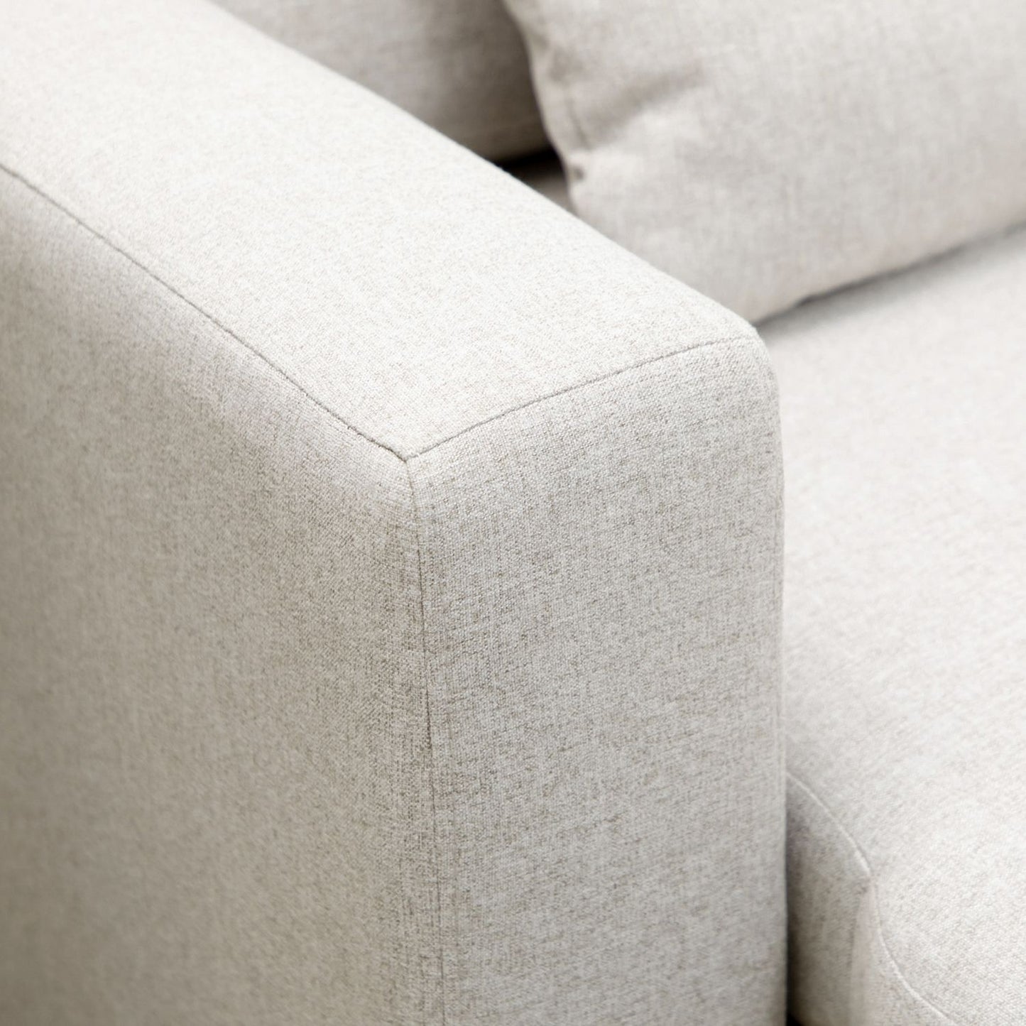 Corner Sofa Bed with Storage, Cream White Linen, L-Shape