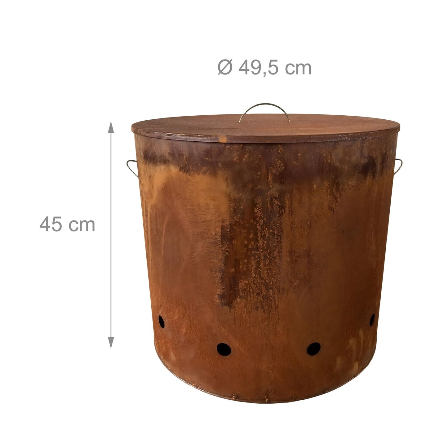 Corten Steel Fire Bowl with Lid – Tall Design