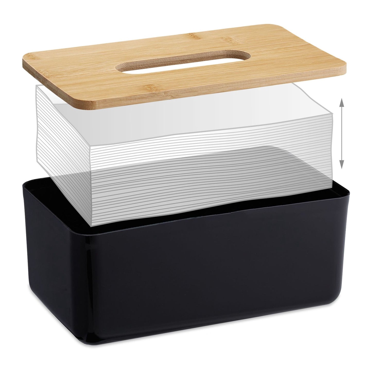 Cosmetic box for paper tissues with wooden lid