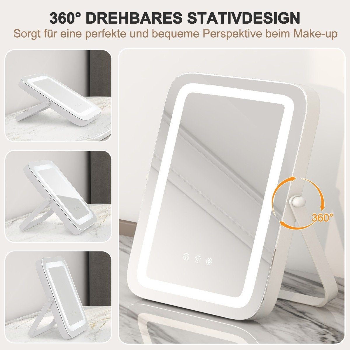 Cosmetic mirror with lighting & touch switch & memory function Dimmable make-up mirror