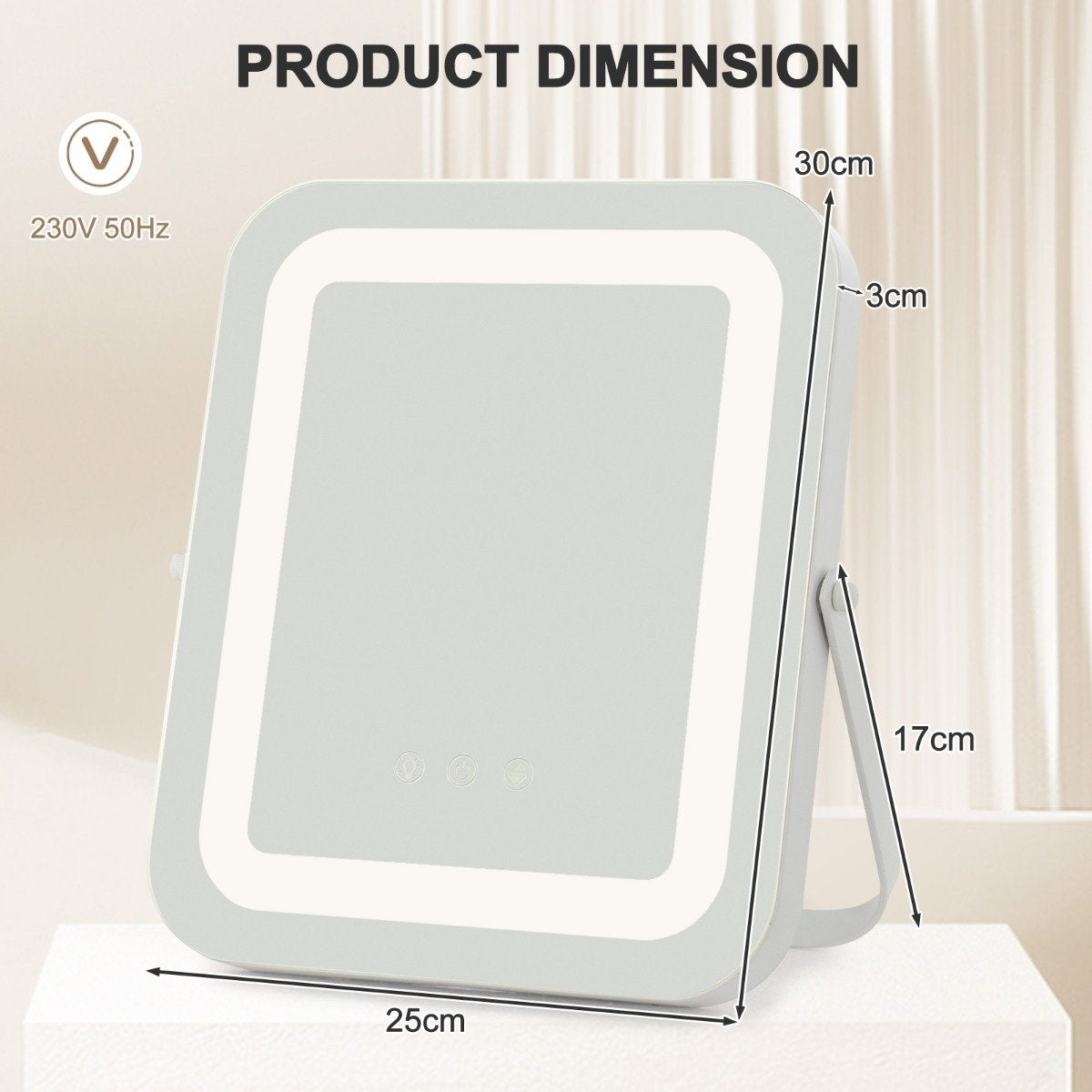 Cosmetic mirror with lighting & touch switch & memory function Dimmable make-up mirror