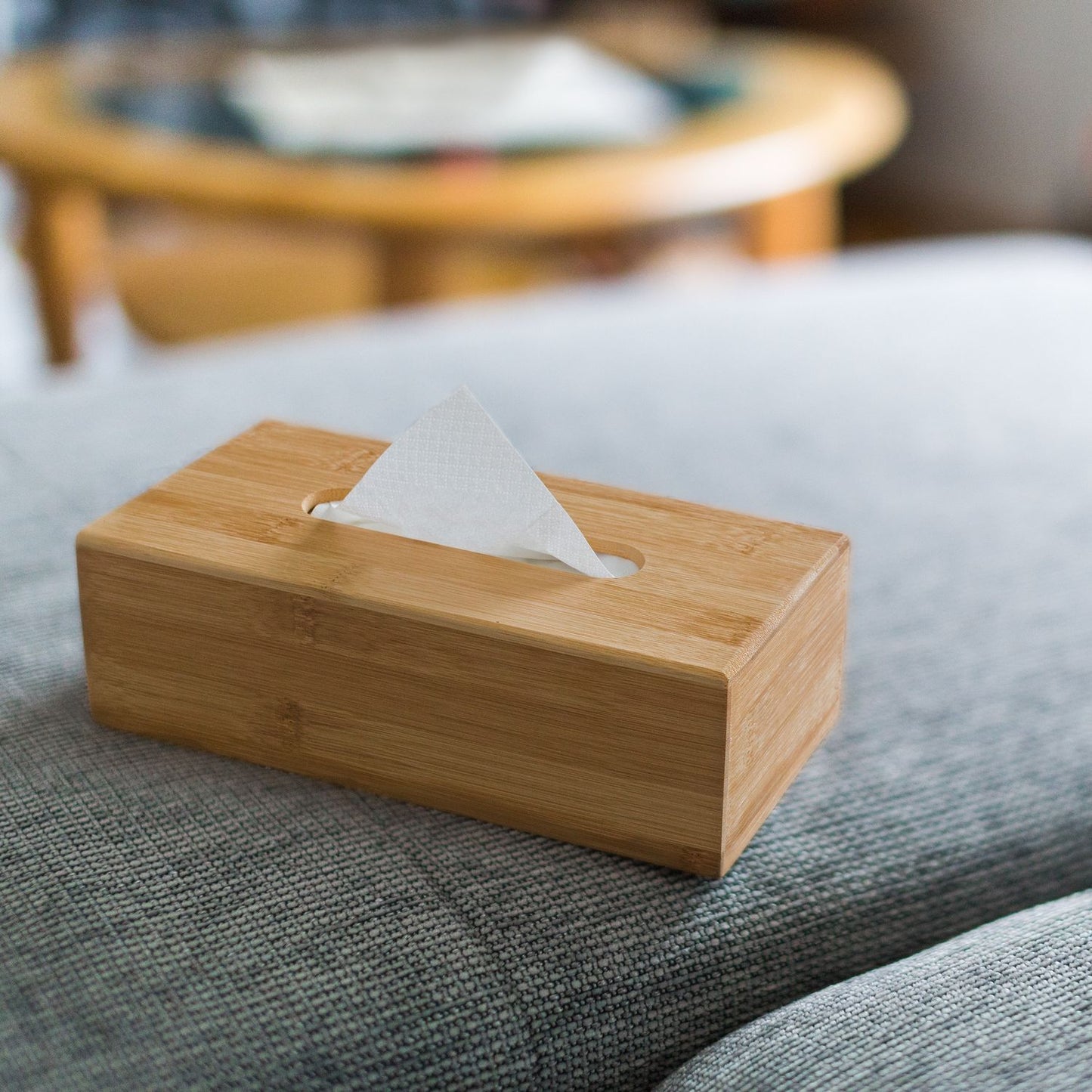 Cosmetic napkin box in bamboo