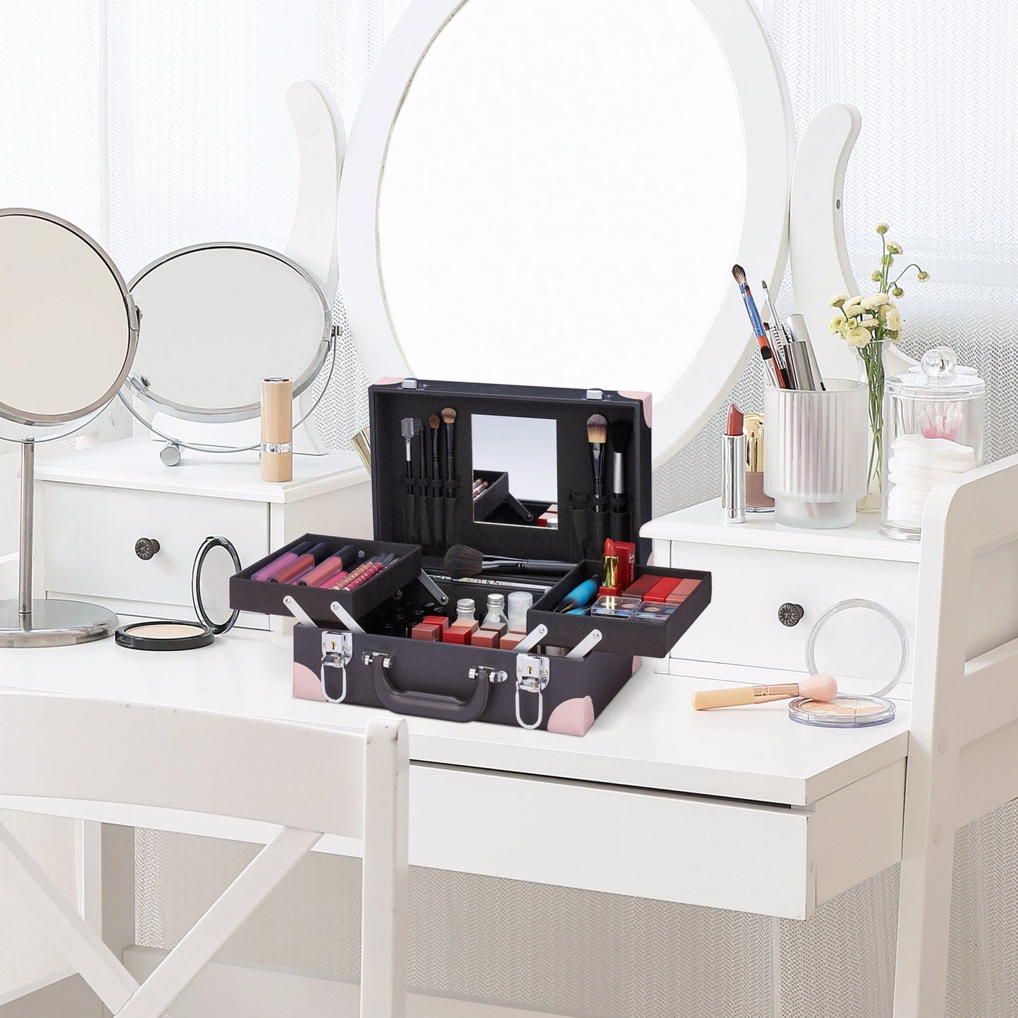 Cosmetics box with mirror