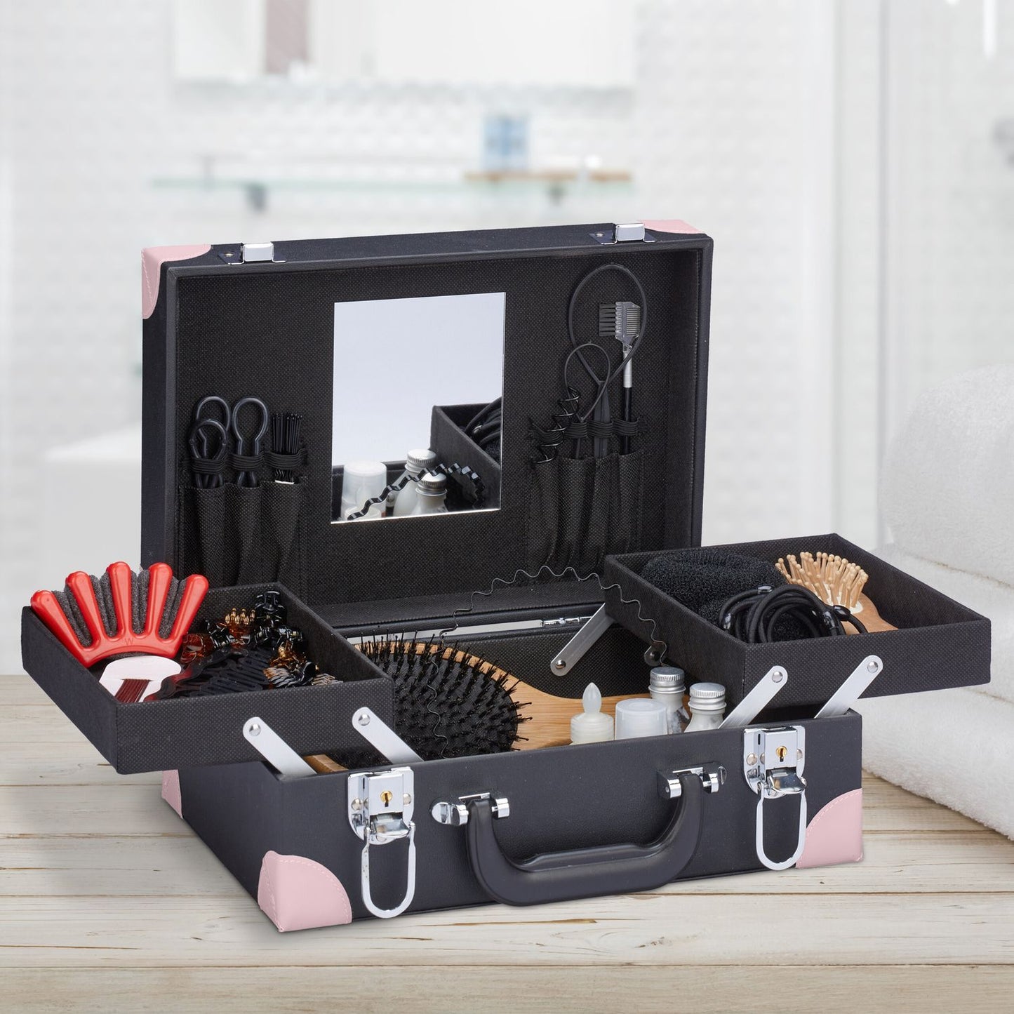 Cosmetics box with mirror