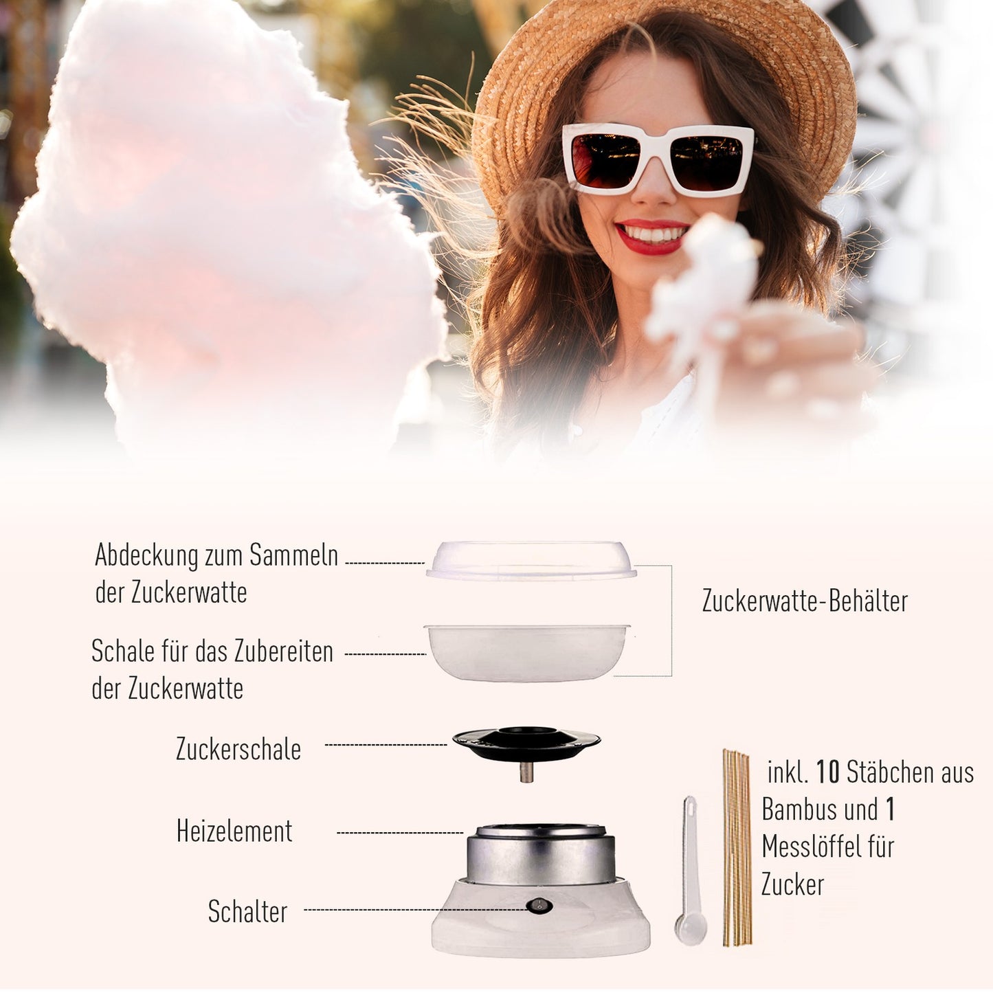 White cotton candy machine - easy to use for parties