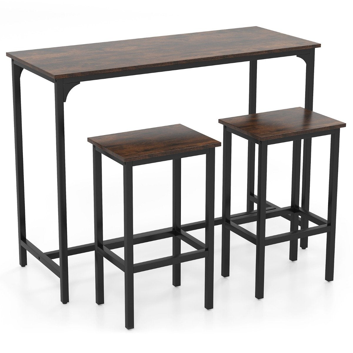 Counter-Height Dining Set with Table and 2 Stools, Brown