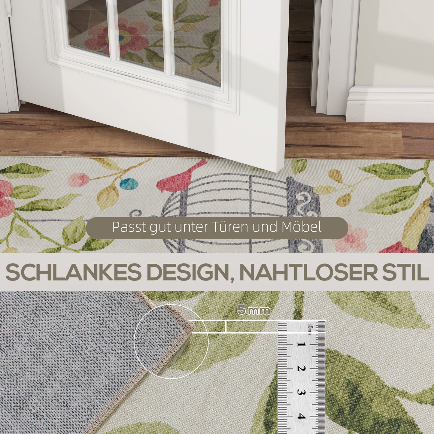 Country Rug, Polyester, Non-Slip, Easy Care, 200x140 cm