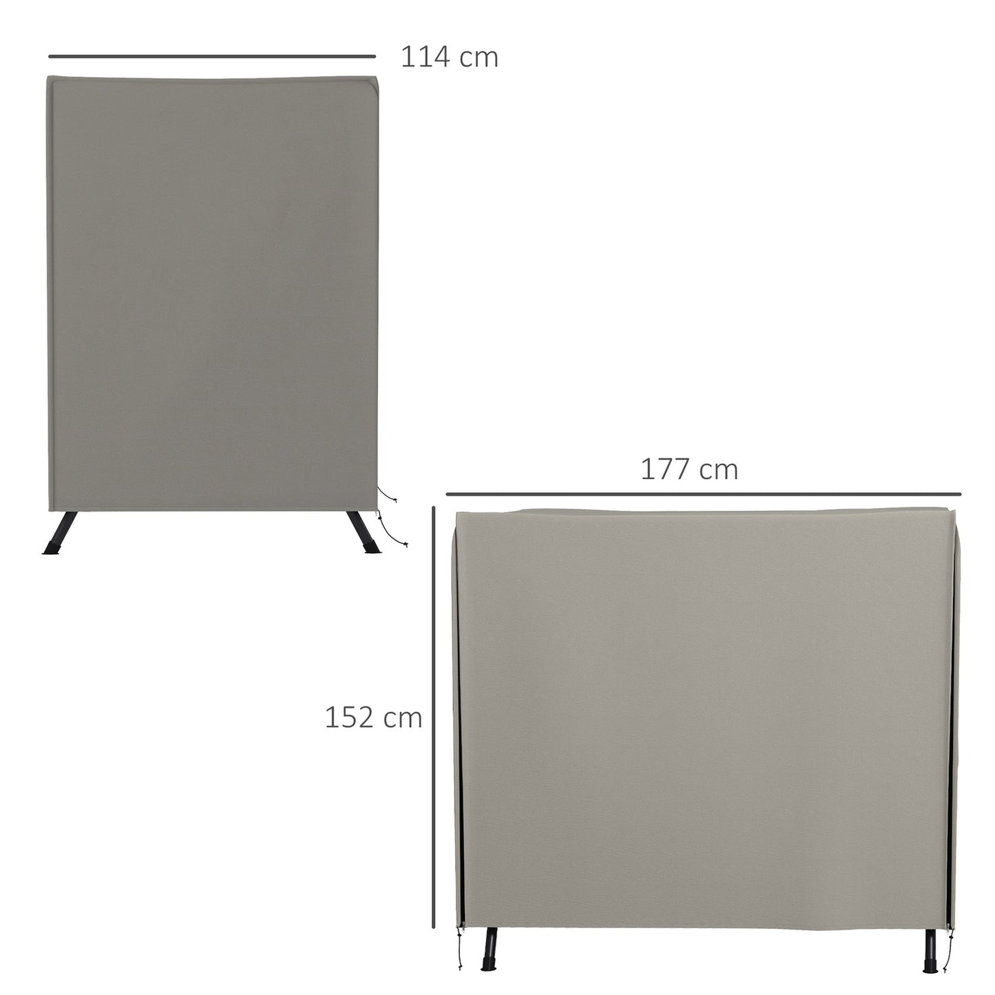 Waterproof garden swing with sun protection, Grey, 177x114x152 cm